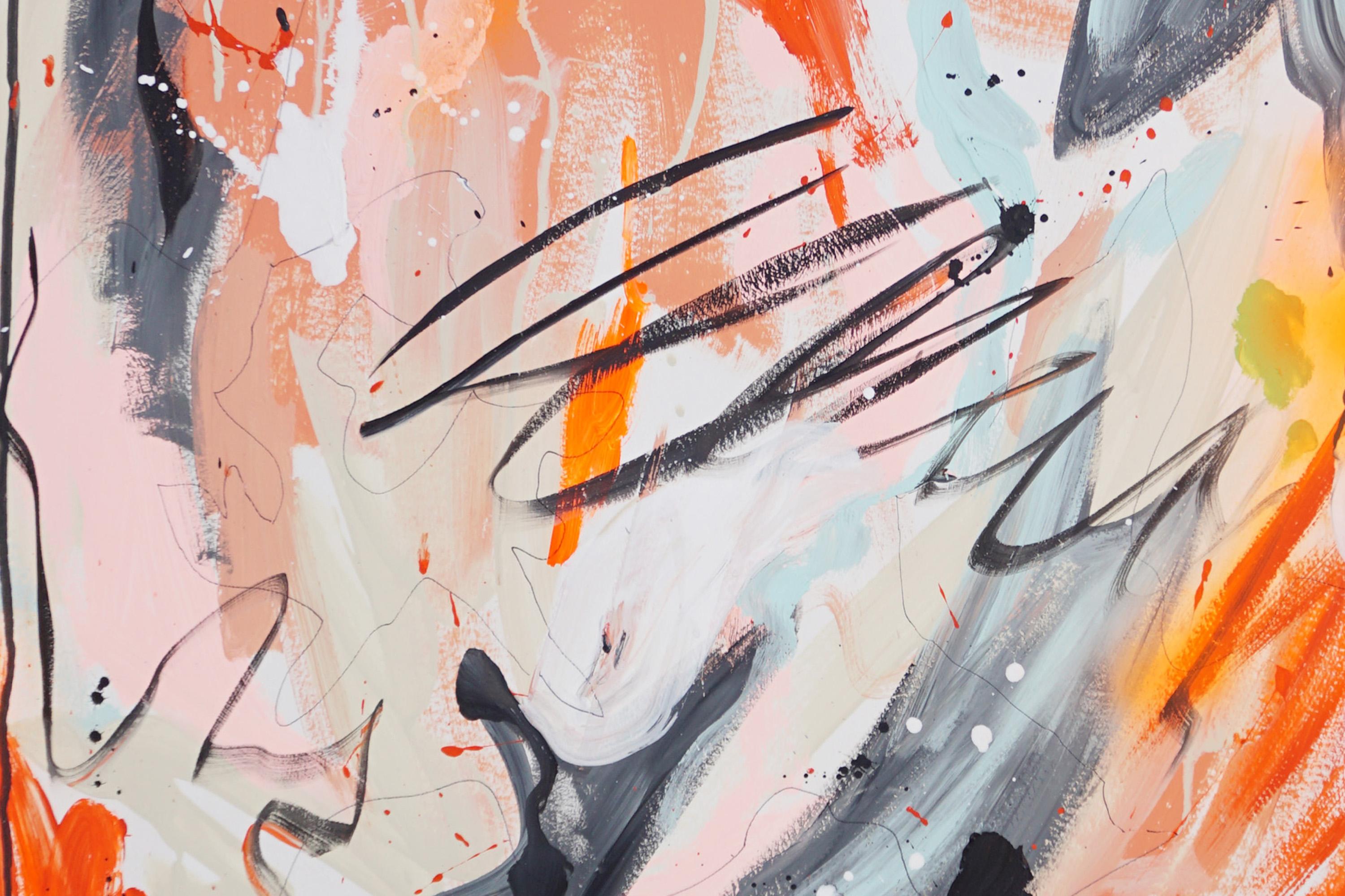 Let it Out, Abstraktes expressionistisches Diptychon in Orange, Urban Style Gestures im Angebot 4