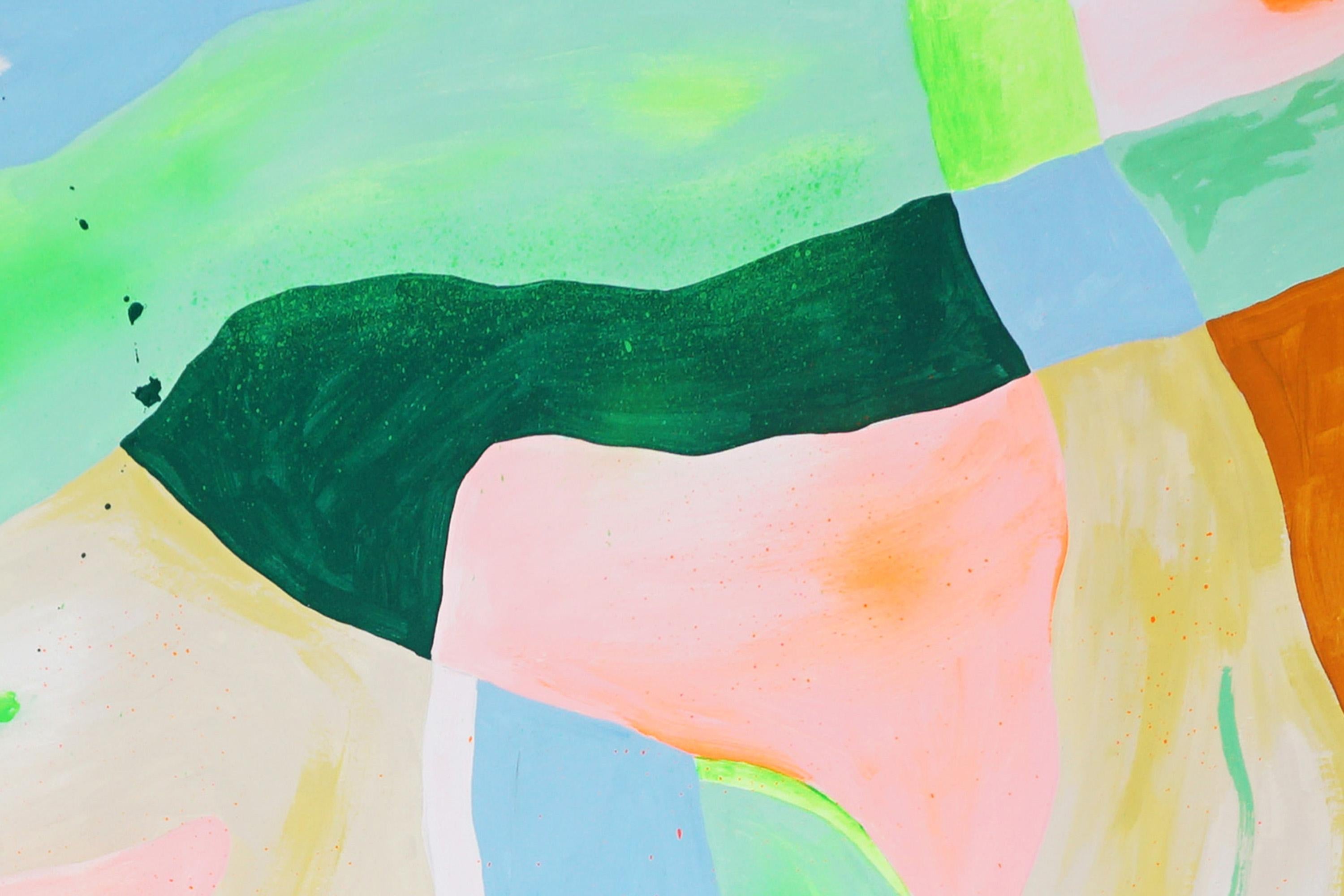 Pastel Drop, Abstract Square Painting in Pink Pastel, Soft Tones Organic Shapes im Angebot 3