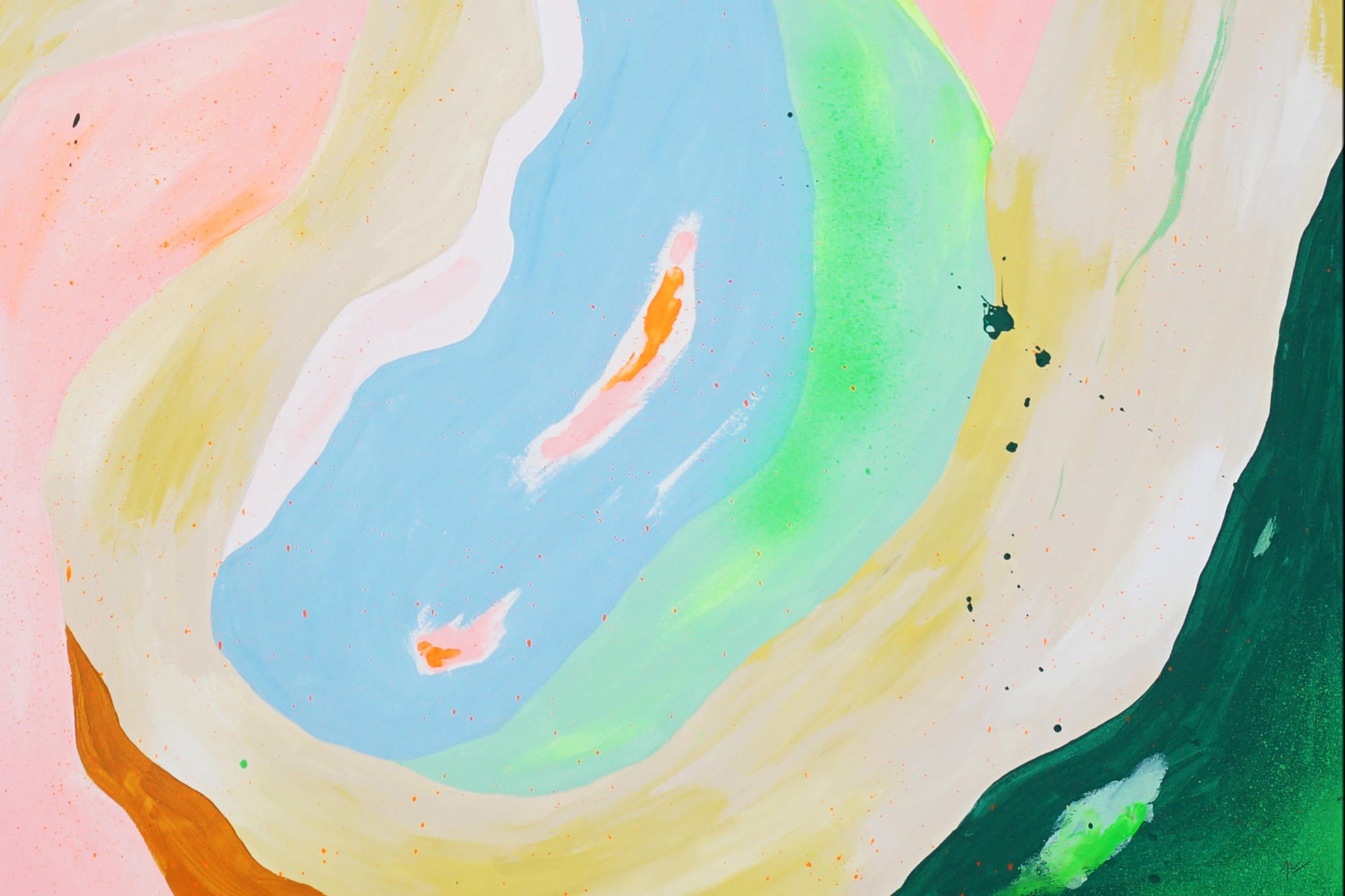 Pastel Drop, Abstract Square Painting in Pink Pastel, Soft Tones Organic Shapes im Angebot 6