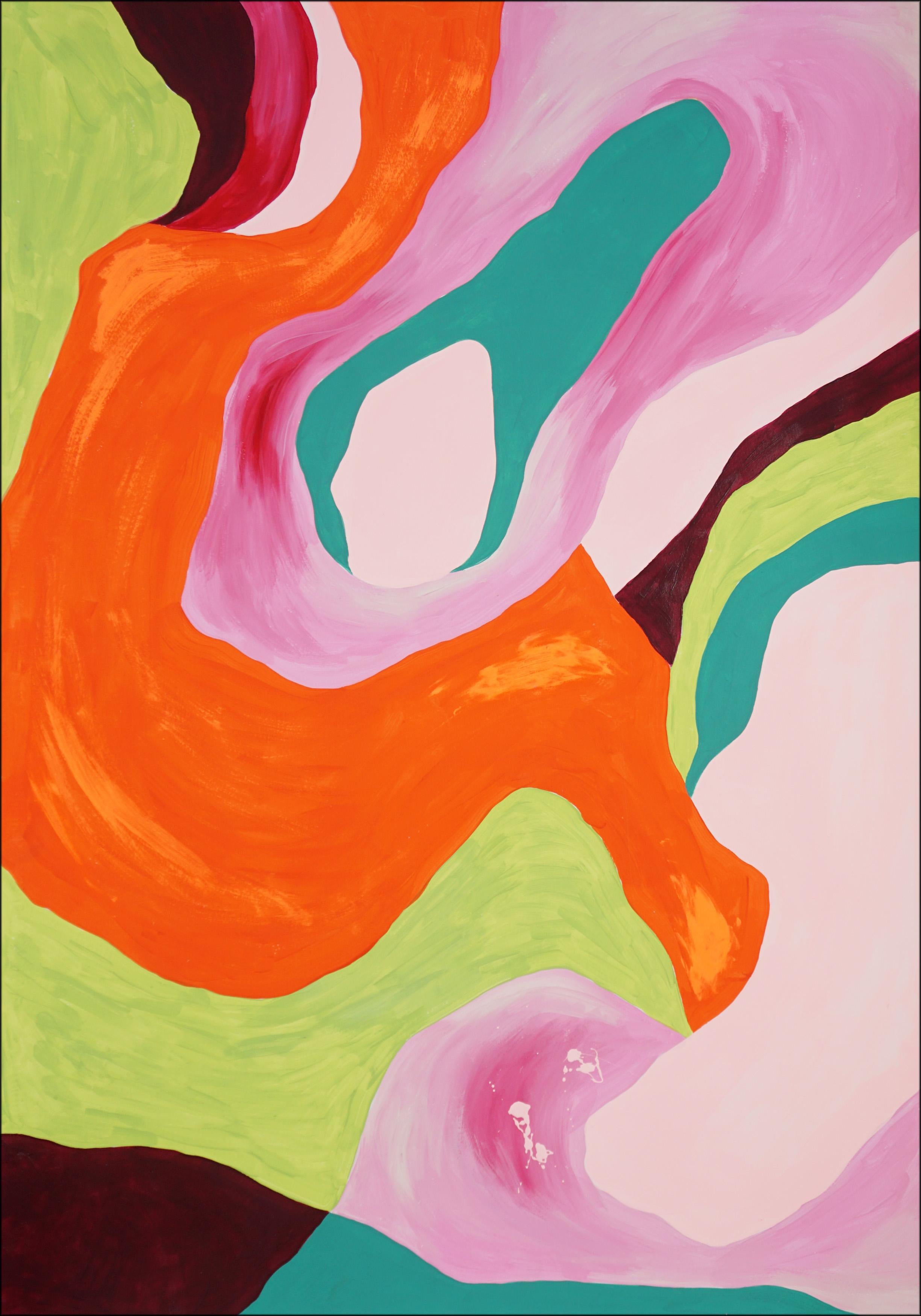 Sensual Diptych, Organic Abstract Atmosphere in Pastel Pink and Orange, Paper For Sale 1