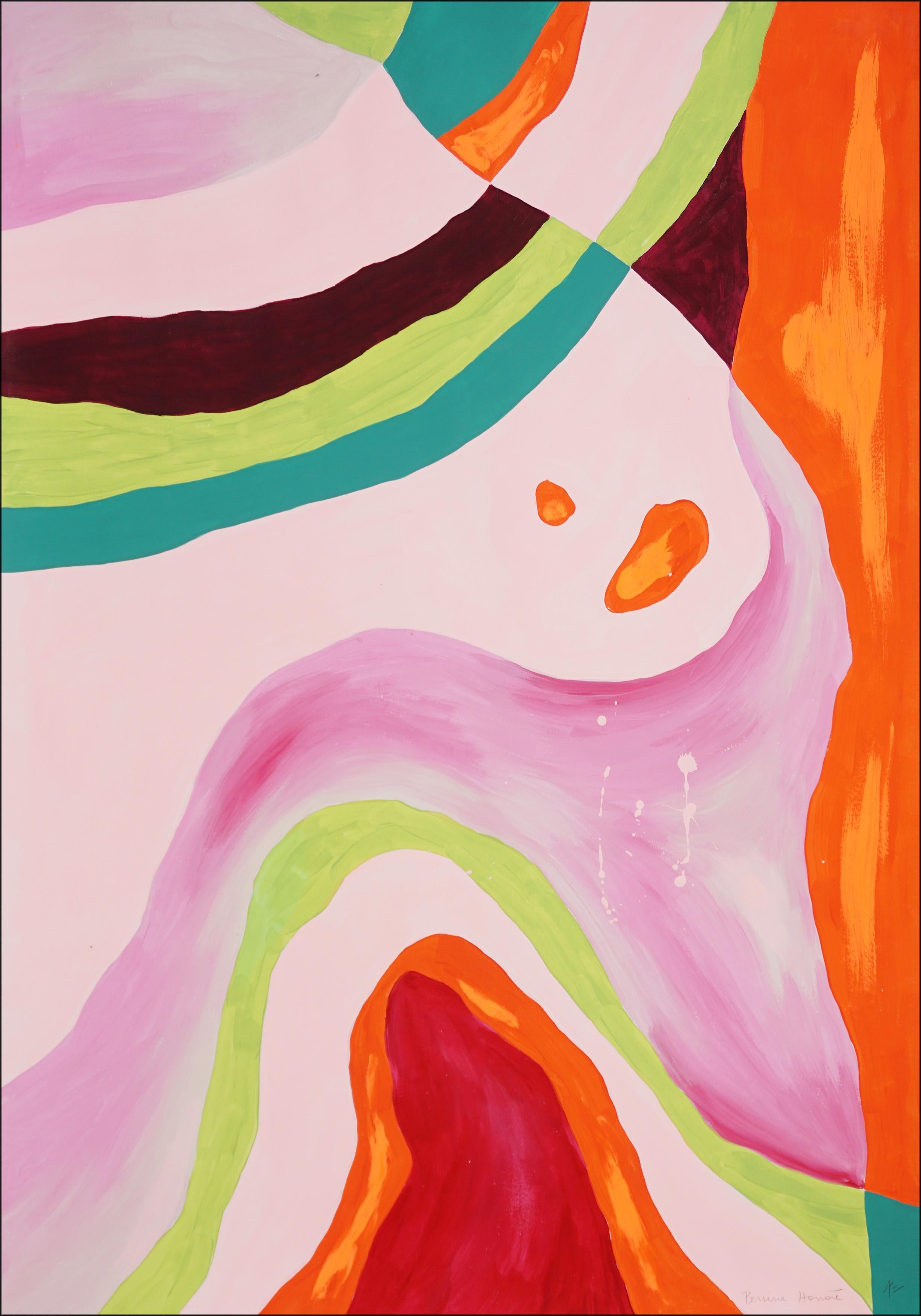 Sensual Diptych, Organic Abstract Atmosphere in Pastel Pink and Orange, Paper For Sale 3