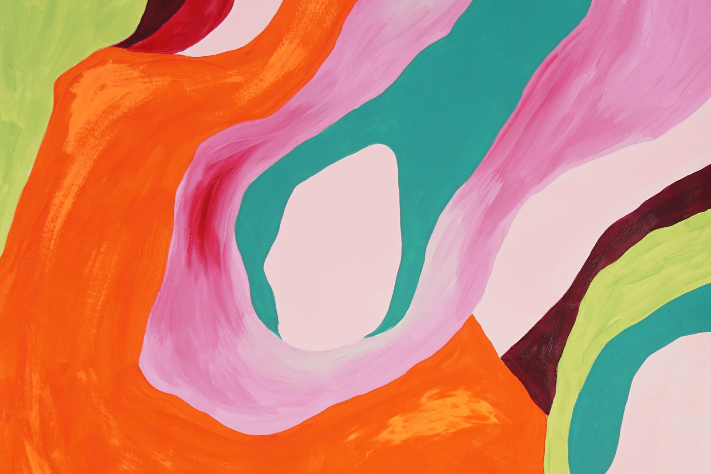 Sensual Diptych, Organic Abstract Atmosphere in Pastel Pink and Orange, Paper For Sale 4