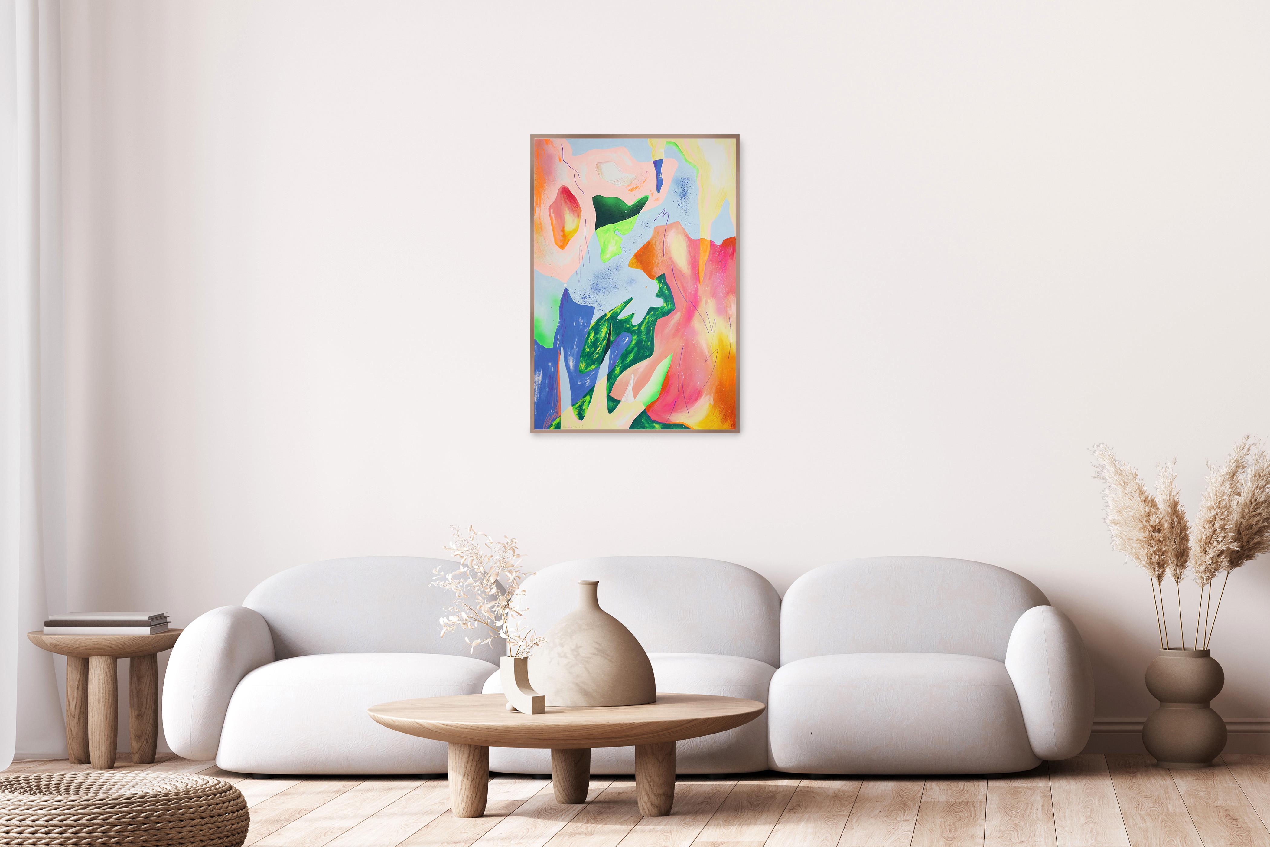 Suspended Space, Pastel Contemporary Abstraction, Modern Gestural, Spray, Paper - Painting by Perrine Honoré