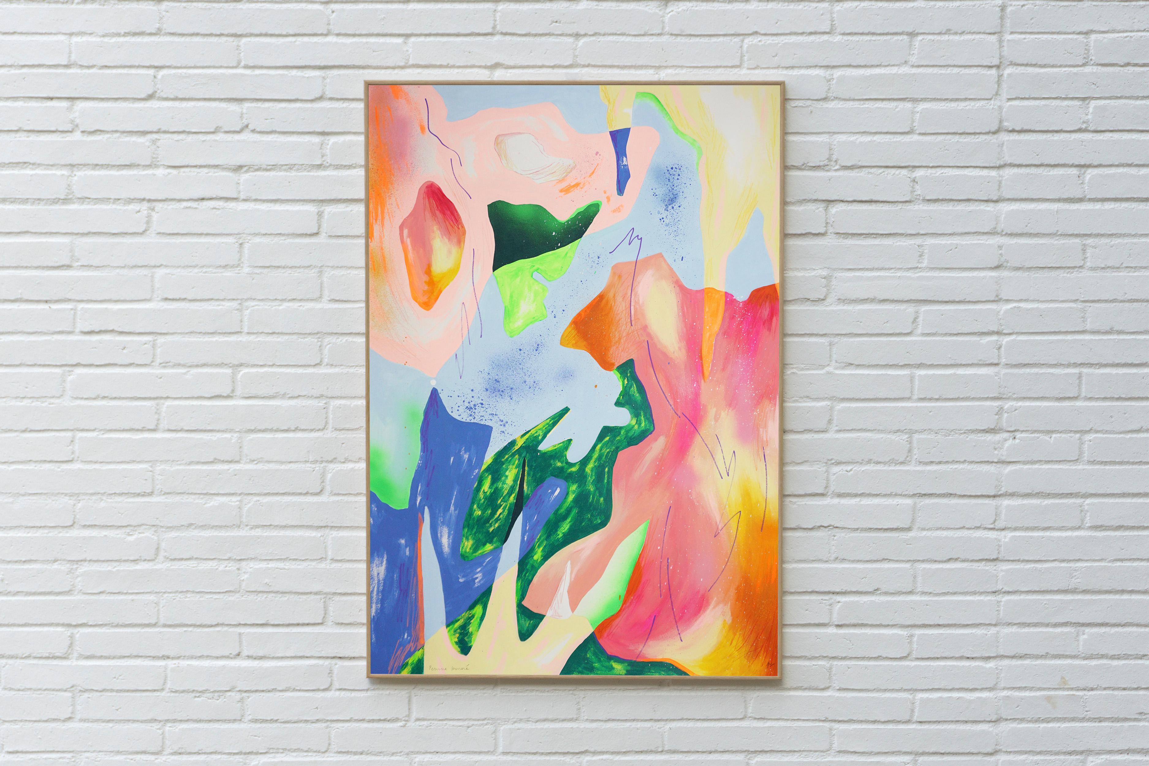 Suspended Space, Pastel Contemporary Abstraction, Modern Gestural, Spray, Paper - Neo-Expressionist Painting by Perrine Honoré