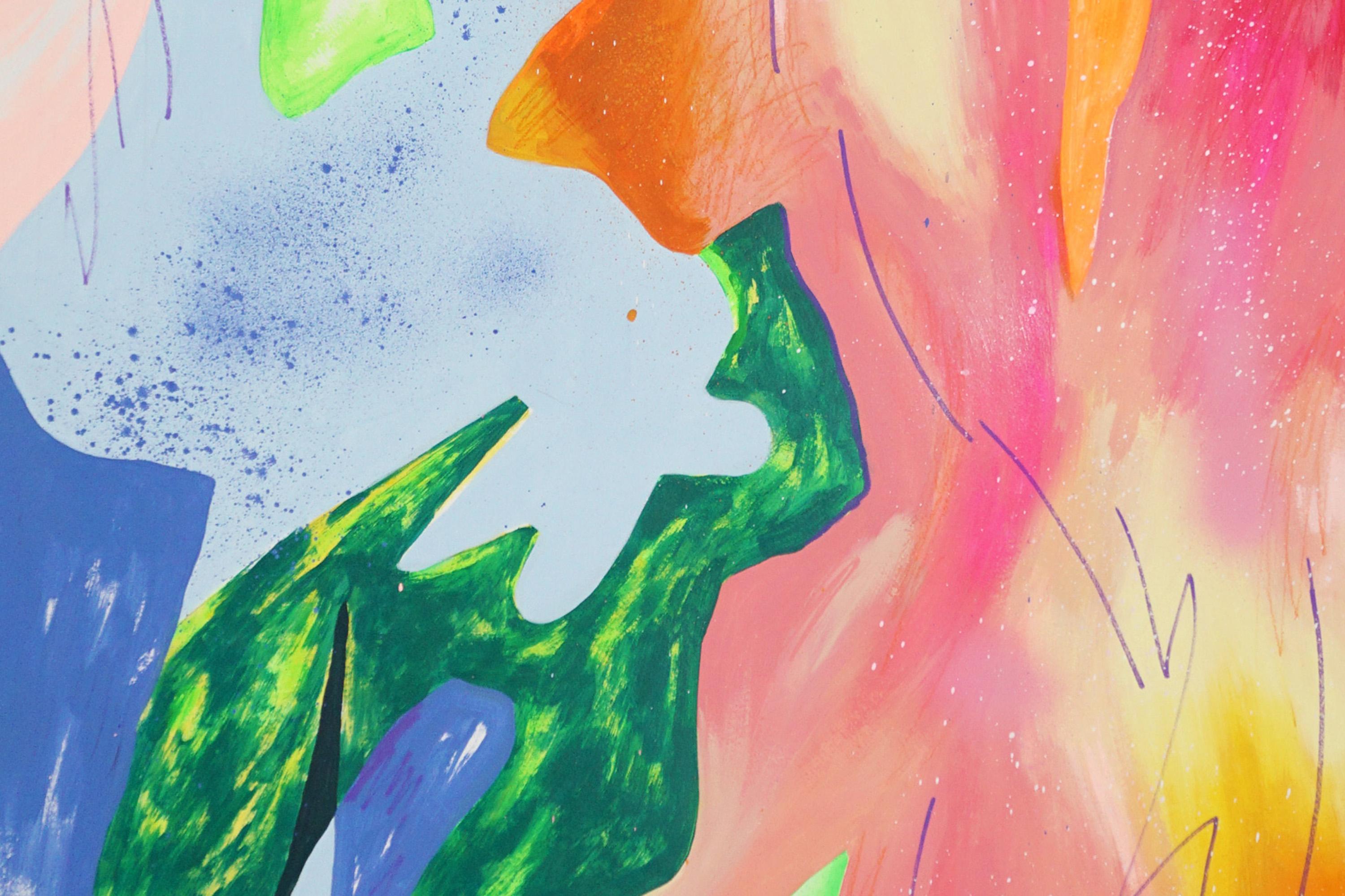 Suspended Space, Pastel Contemporary Abstraction, Modern Gestural, Spray, Paper For Sale 1