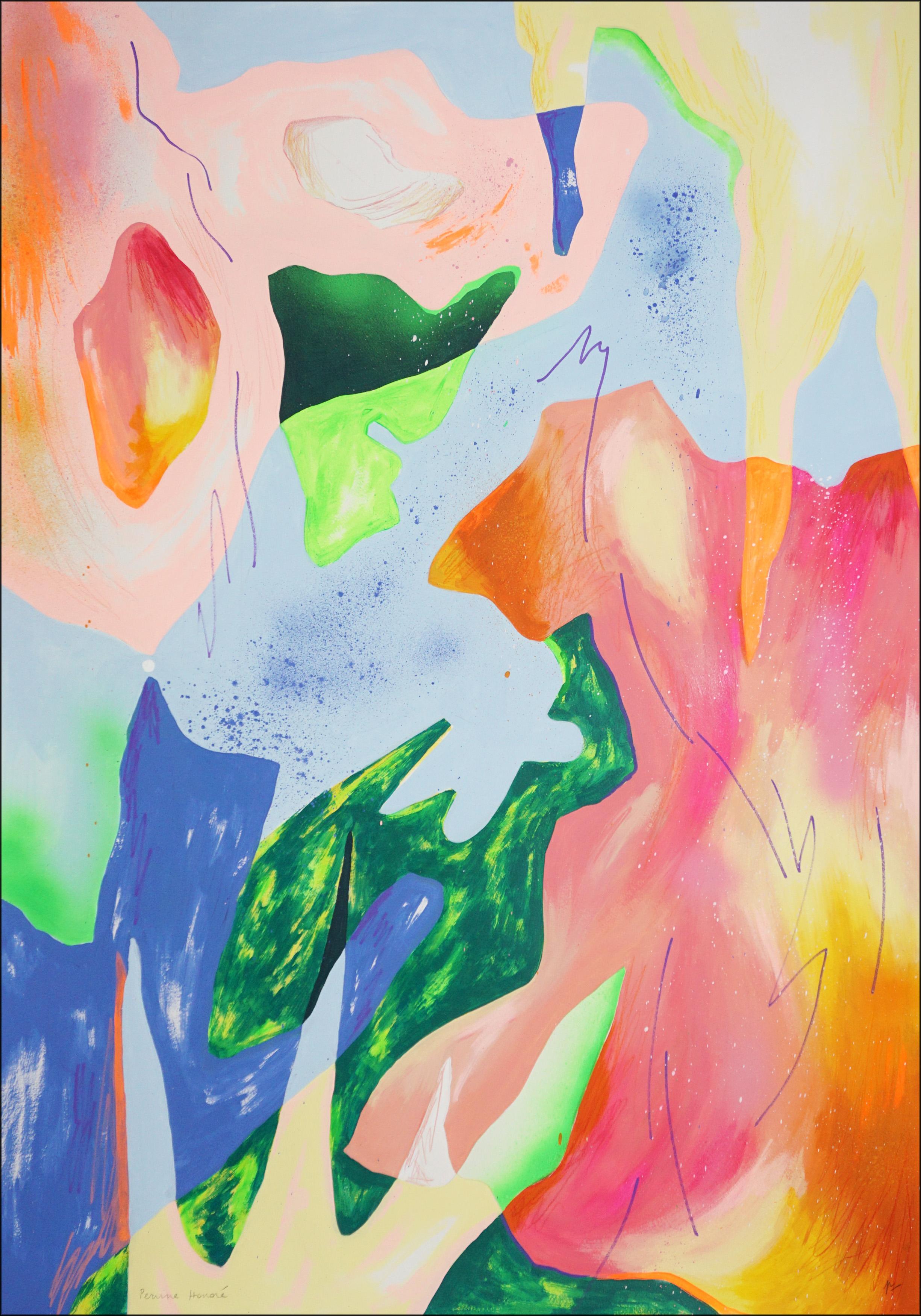 Perrine Honoré Landscape Painting - Suspended Space, Pastel Contemporary Abstraction, Modern Gestural, Spray, Paper