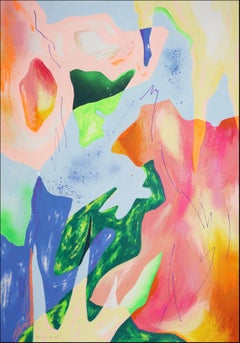 Suspended Space, Pastel Contemporary Abstraction, Modern Gestural, Spray, Paper