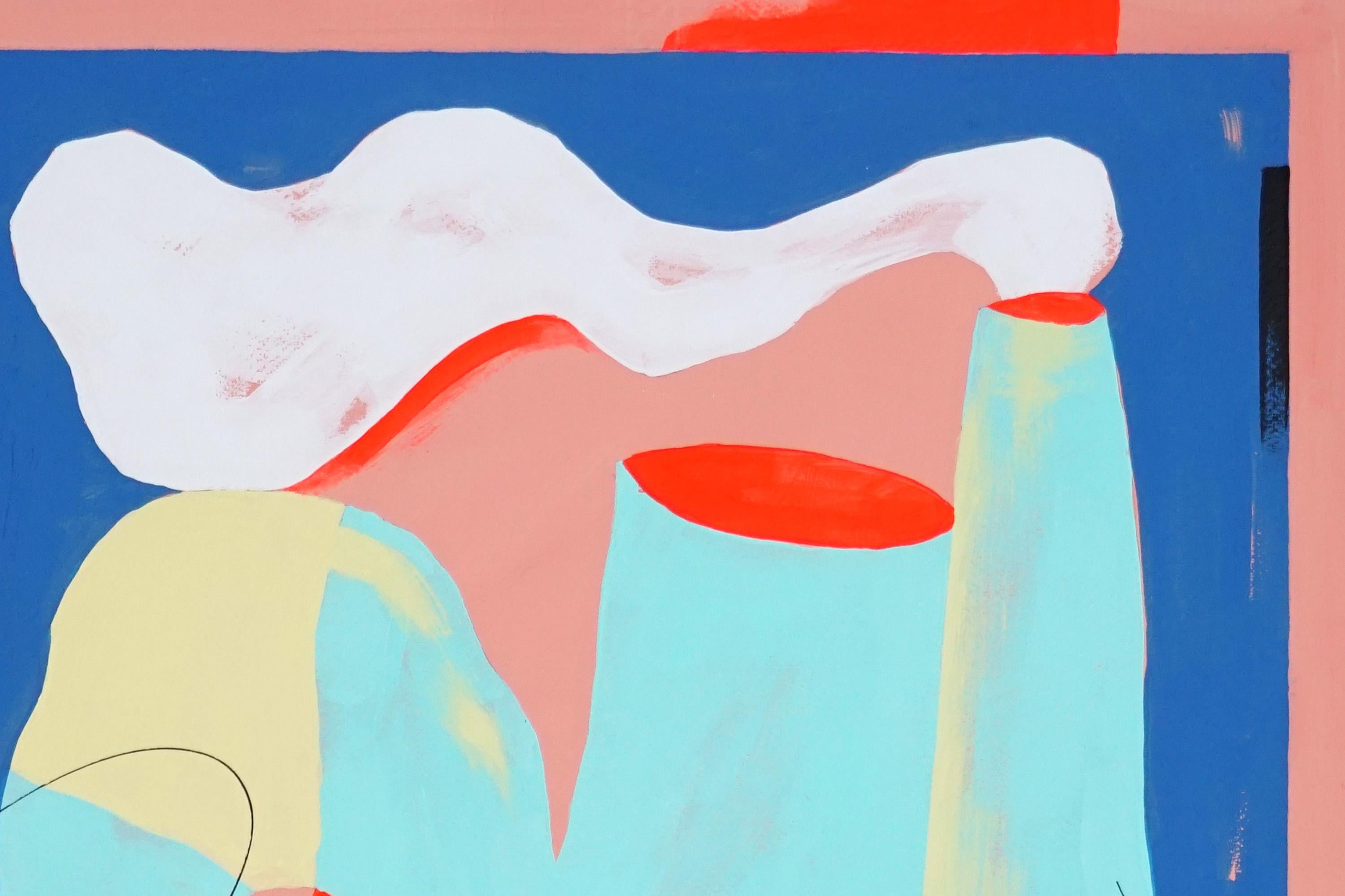 Le cose sono cose, dittico di pittura figurativa astratta su carta, toni pastello in vendita 5