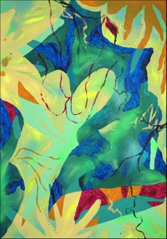 Wild Jungle, Green Tones Fresh Painting, Vibrant Abstract Art, Teal and Green