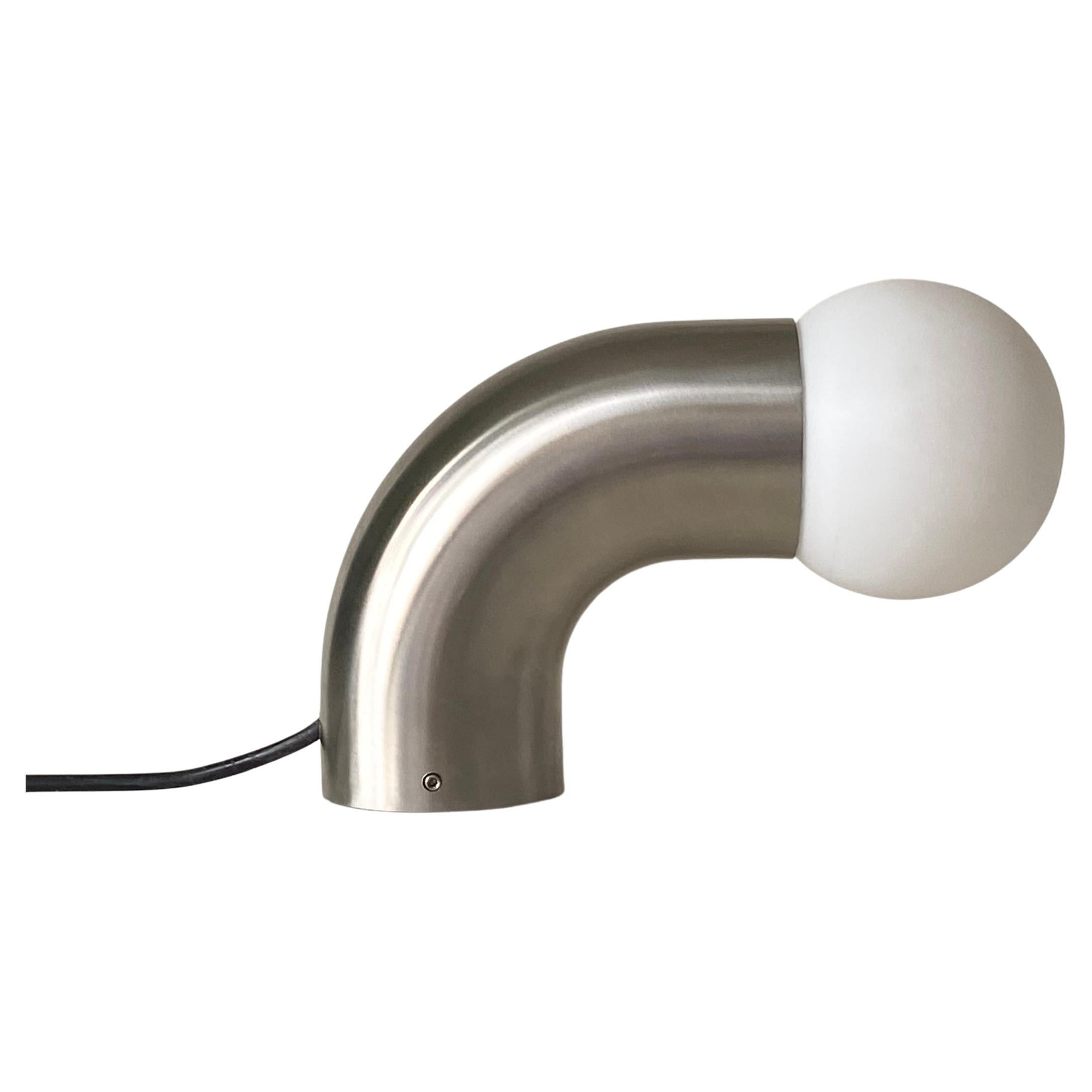Perry Brushed Stainless Steel Table Lamp For Sale