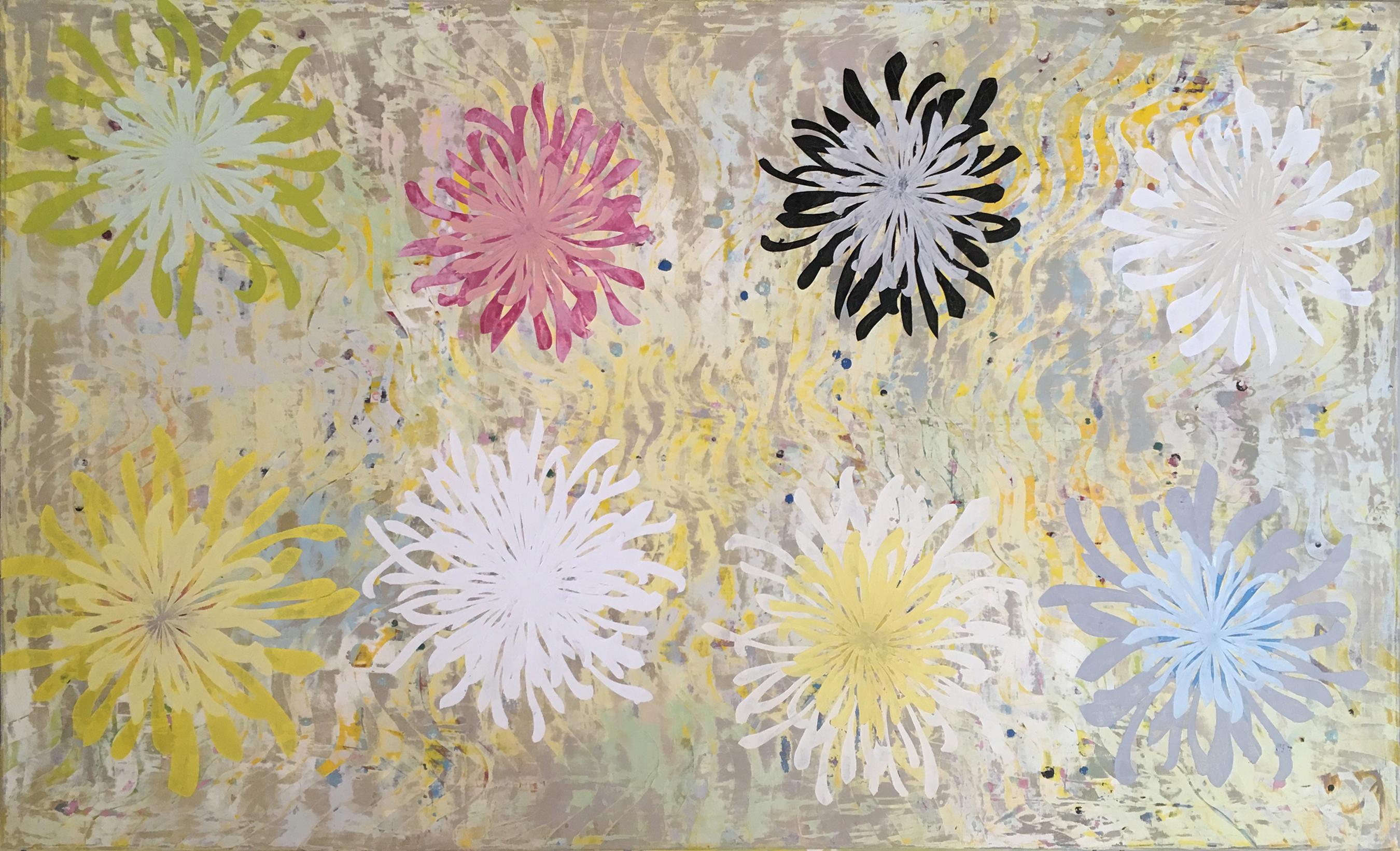 Perry Burns Figurative Painting - Chrysanthemum tapestry