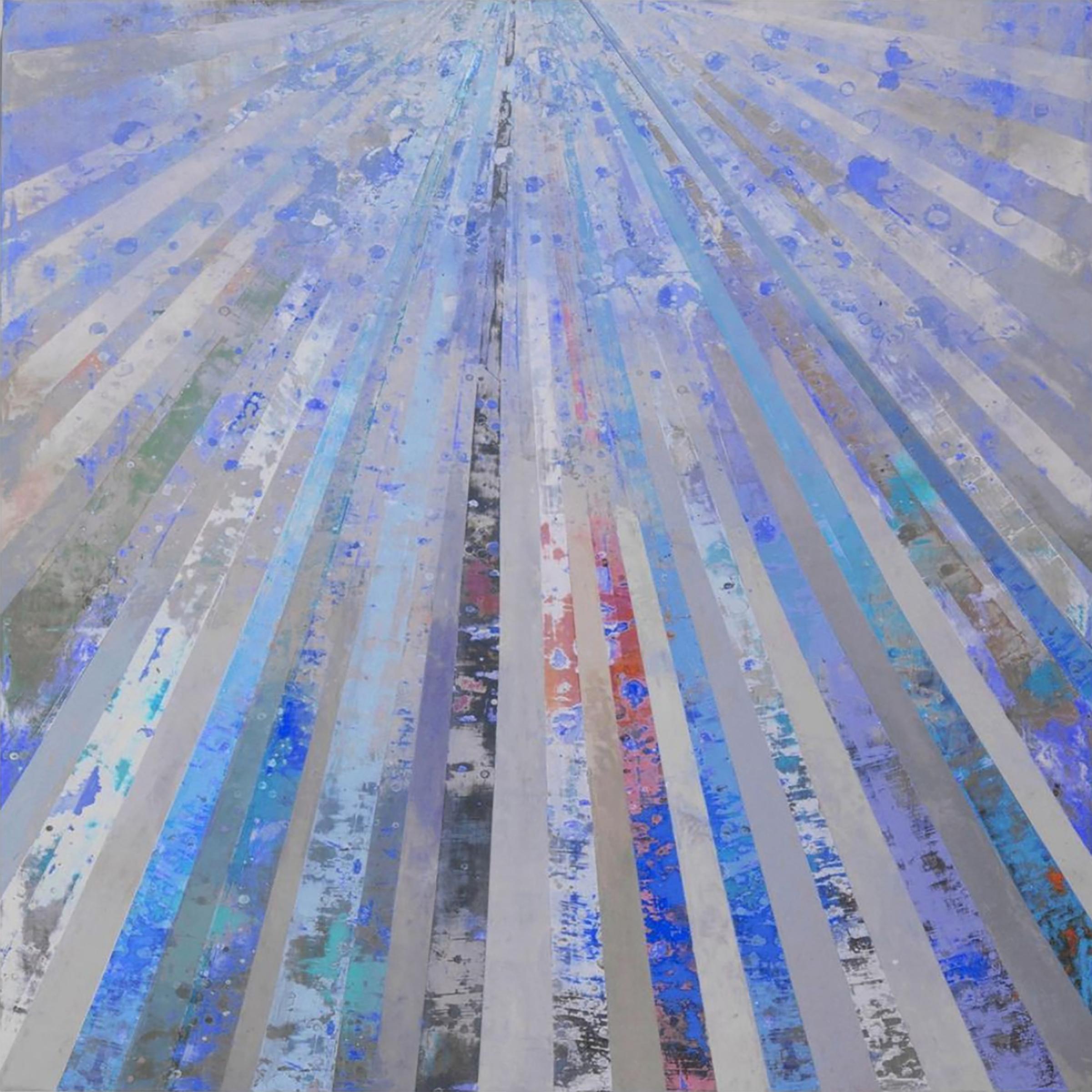Perry Burns Abstract Print - Blue Aurora