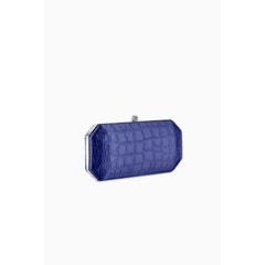 Perry Clutch Large Sapphire Stamped Satin