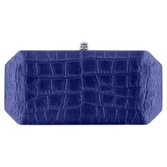 Perry Clutch Large Sapphire Stamped Satin