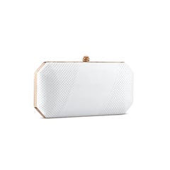 Perry Clutch Large White Dove Perforated Leather
