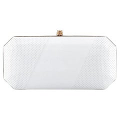 Perry Clutch Large White Dove Perforated Leather
