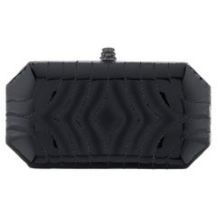 Perry Clutch Small Black Custom Quilted Patent Leather with Gunmetal Hardware