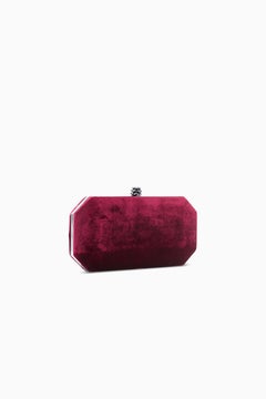 Perry Clutch Small Burgundy Crushed Velvet