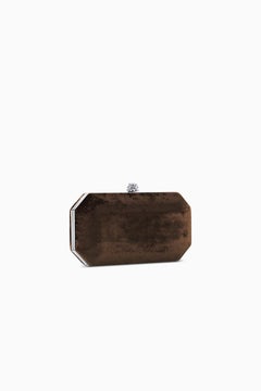 Perry Clutch Small Sable Crushed Velvet