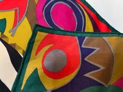 Perry Ellis 100% Silk Scarf Rolled Hem 1980s 35" x 35"