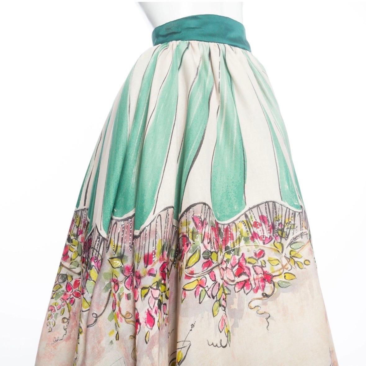  Perry Ellis 1992 Hand-Painted Cotton Organdy Full Skirt

Marc Jacobs' SS1992 collection for Perry Ellis was inspired by Beverly Hills, Malibu, Los Angeles and Hollywood and featured several hand-painted cotton organdy skirts. Christy Turlington