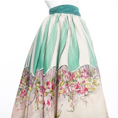 Perry Ellis 1992 Hand-Painted Cotton Organdy Full Skirt (Marc Jacobs)