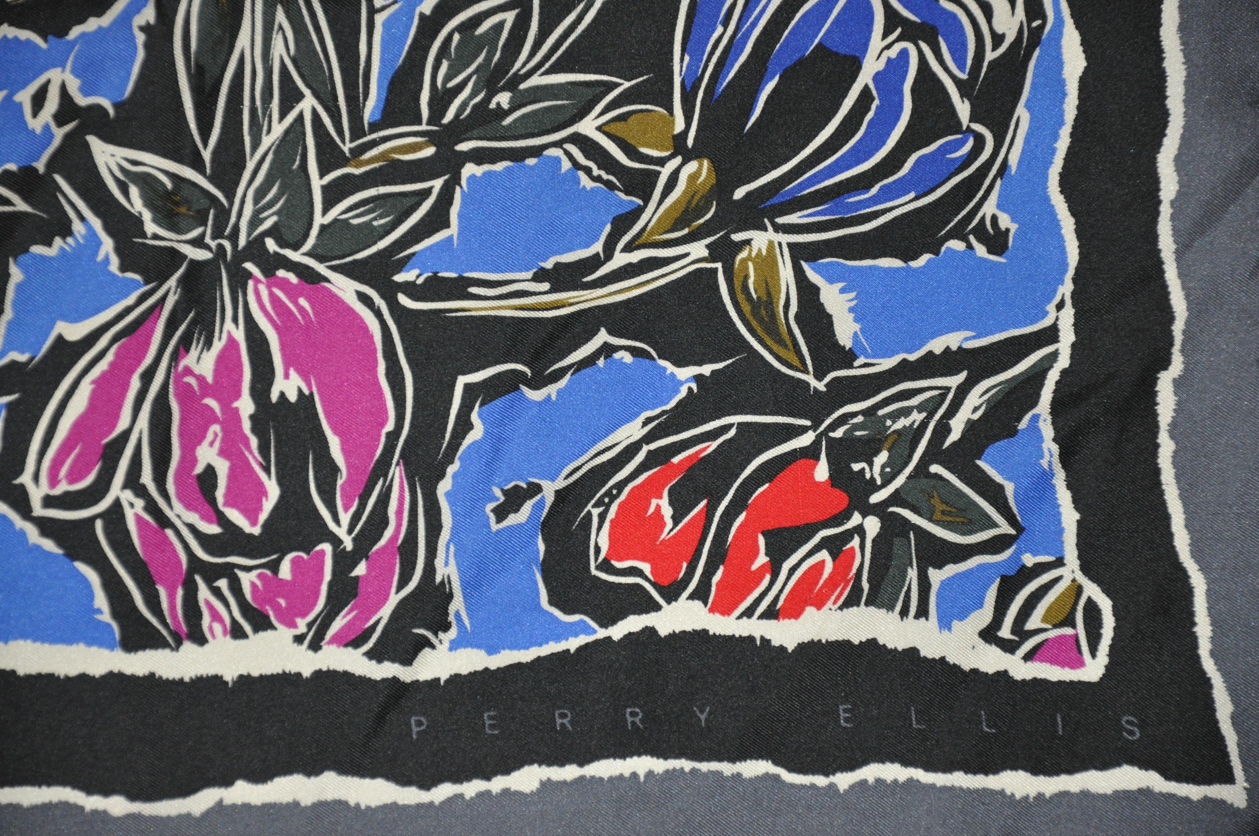 Écharpe en soie Perry Ellis « Autumn Florals » Bon état - En vente à New York, NY