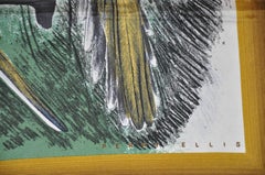 Perry Ellis Beautiful "Group of Parrots" with Golden Hues Silk Scarf