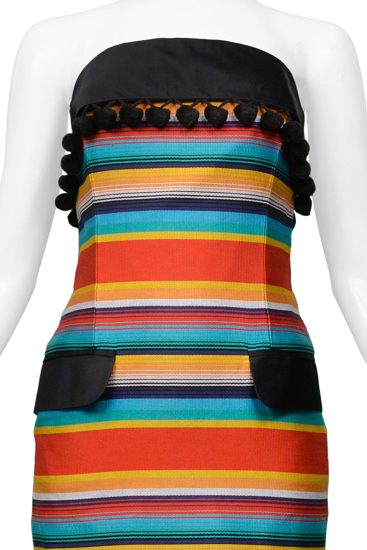 Perry Ellis By Marc Jacobs Striped Strapless Dress 1992 In Excellent Condition For Sale In Los Angeles, CA