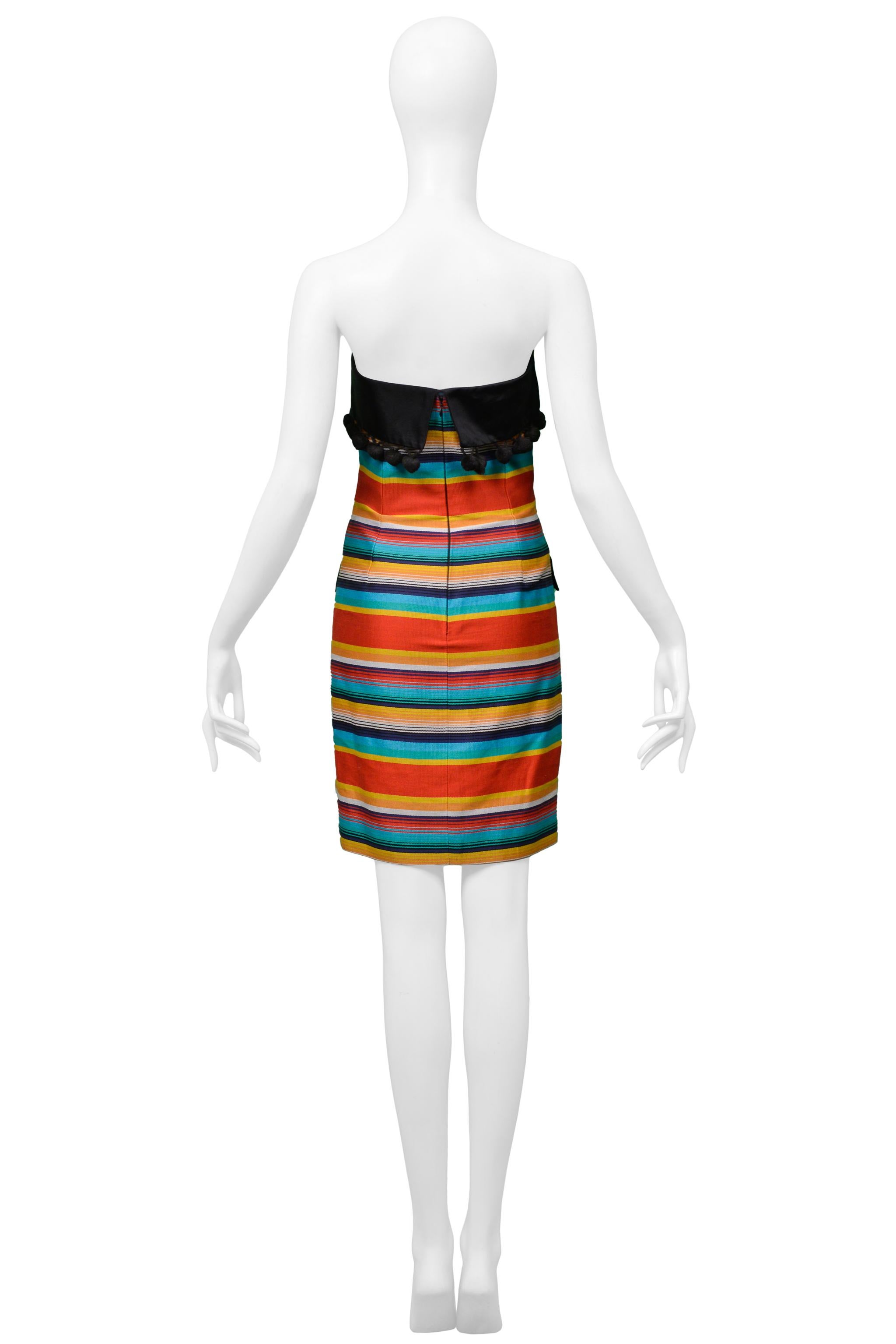 Perry Ellis By Marc Jacobs Striped Strapless Dress 1992 For Sale 1