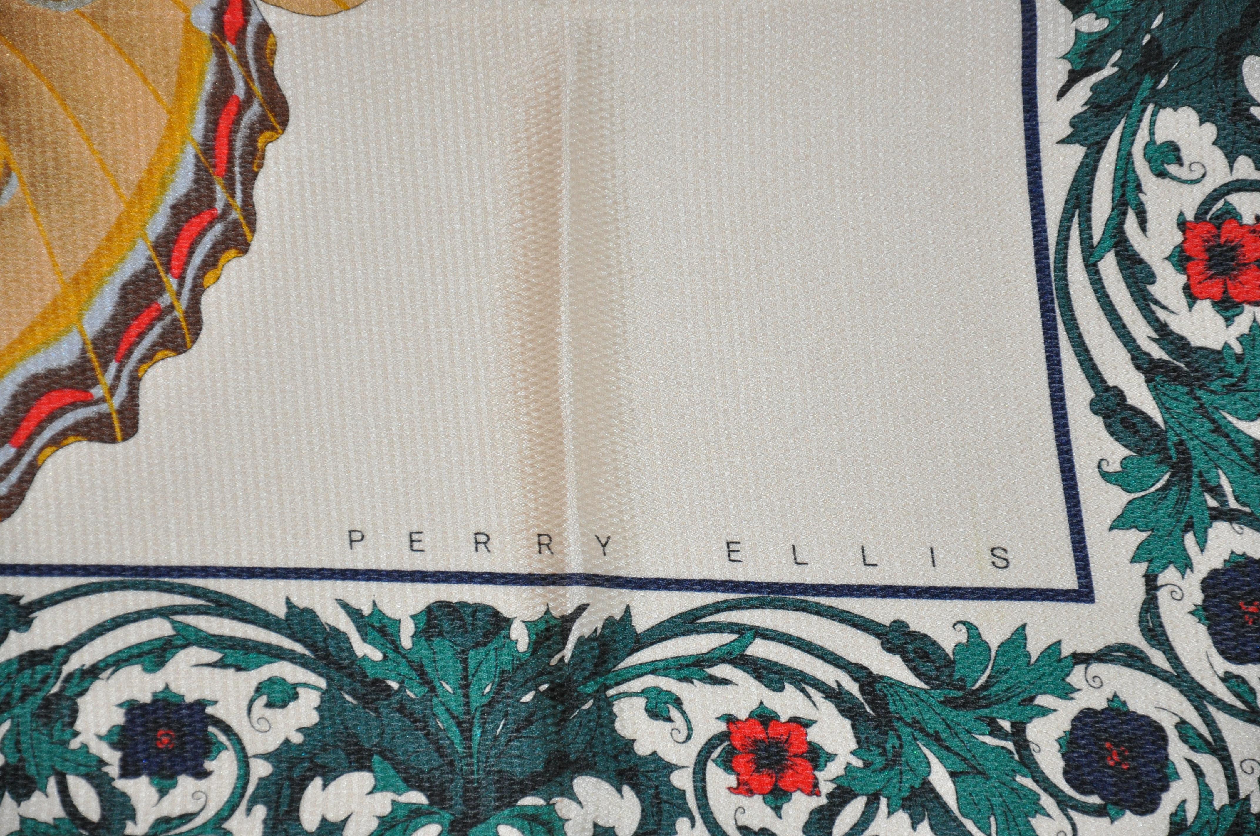 Perry Ellis Detaillierter Seidenschal „„Schmetterlinge in Liebe“ im Angebot 5