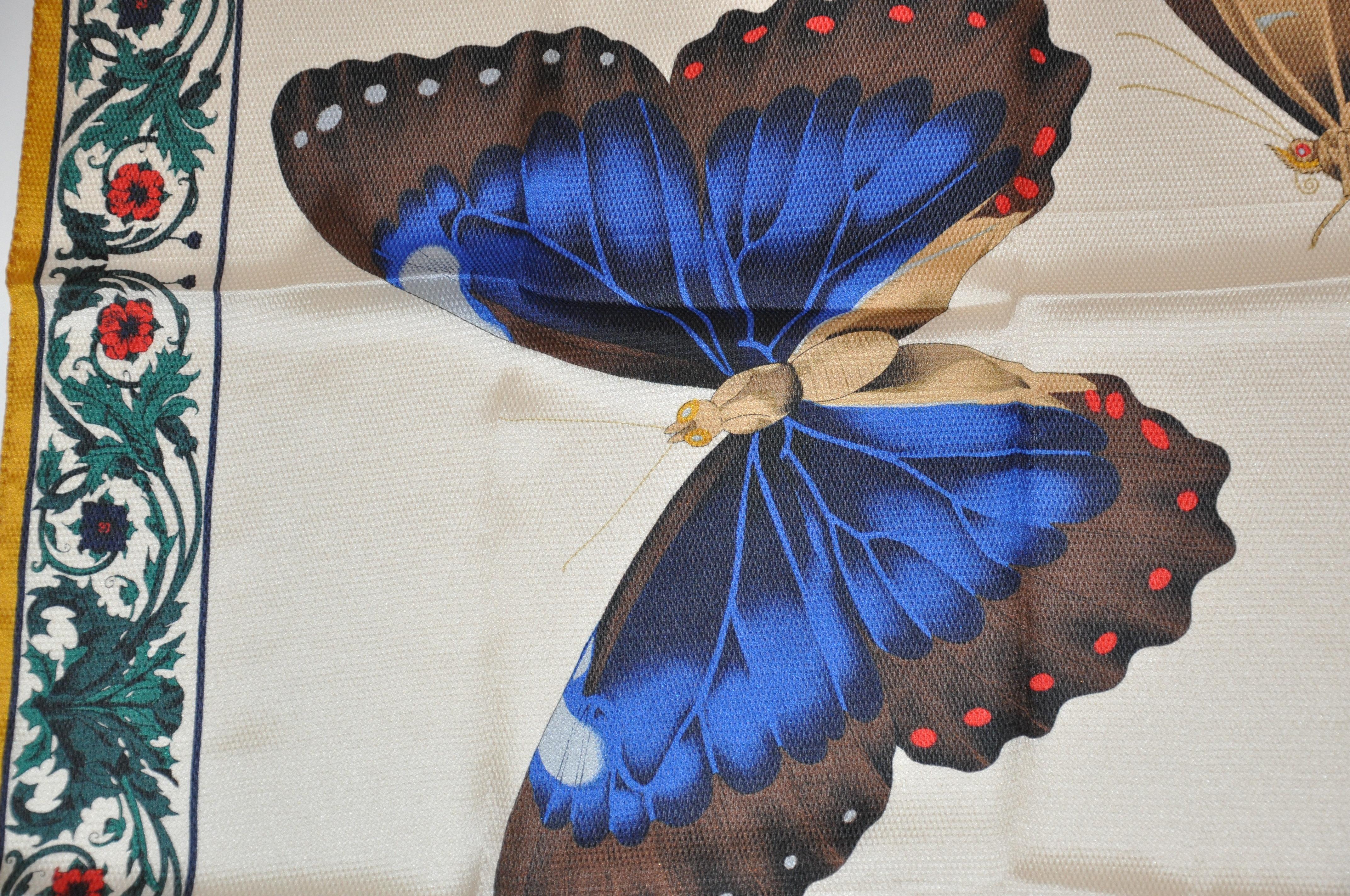 Perry Ellis Detaillierter Seidenschal „„Schmetterlinge in Liebe“ im Angebot 7
