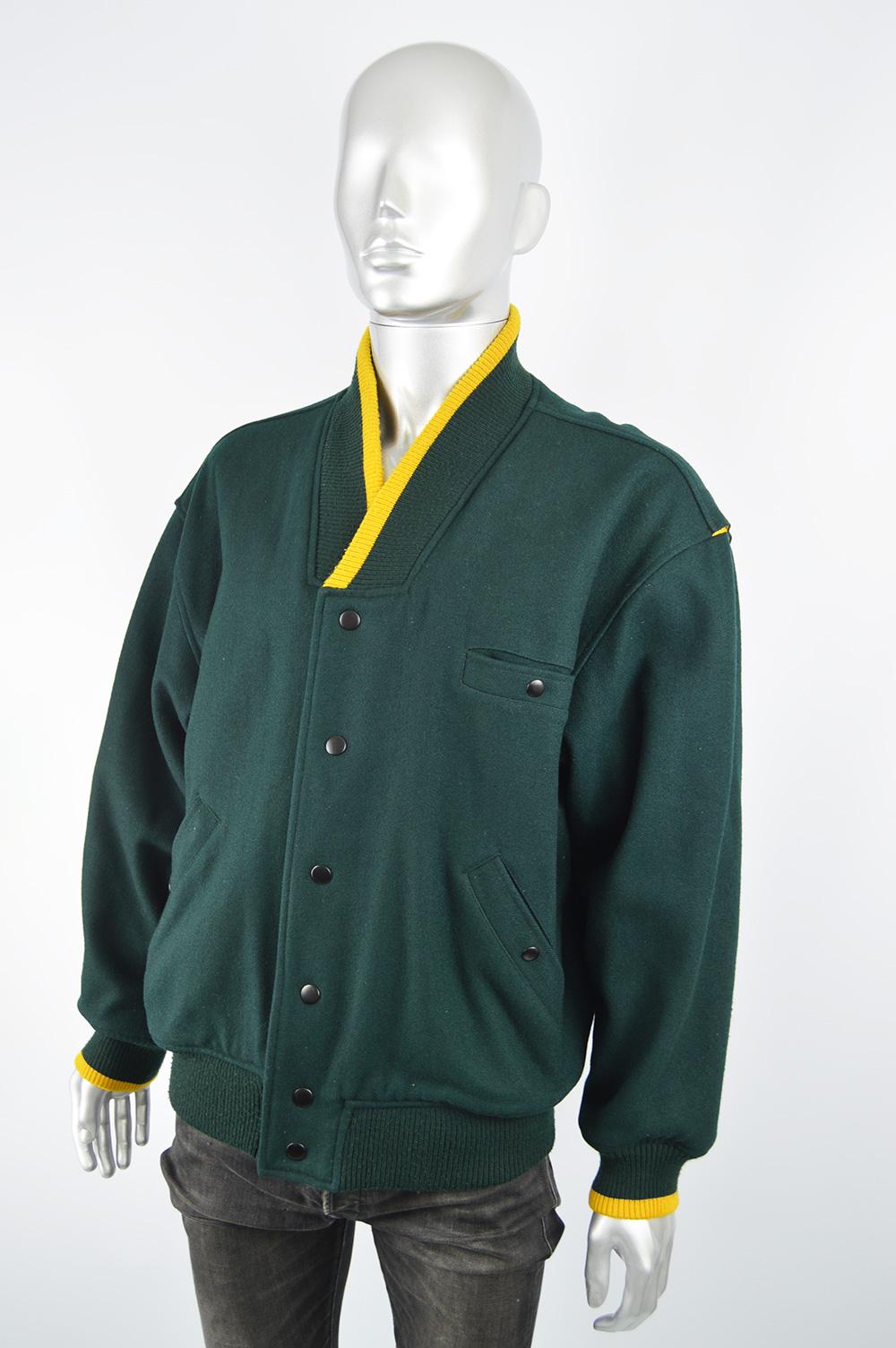 green and yellow letterman jacket