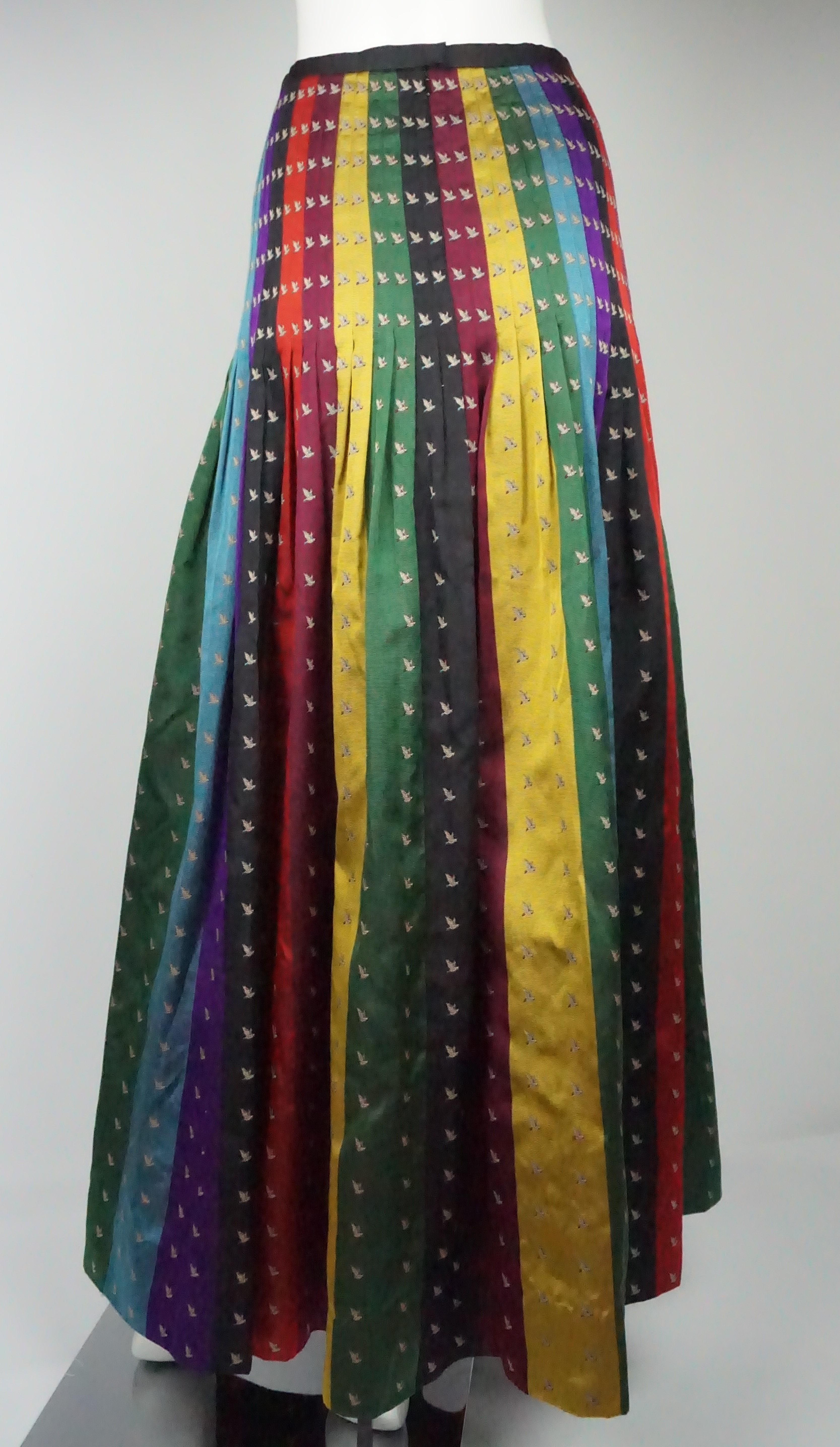 Black Perry Ellis Multicolor Silk Pleated Skirt - 8