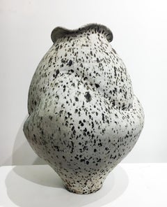 Contemporary Design, Ceramic Jar, Wood Fire Porcelain, Iron Particles, Glaze