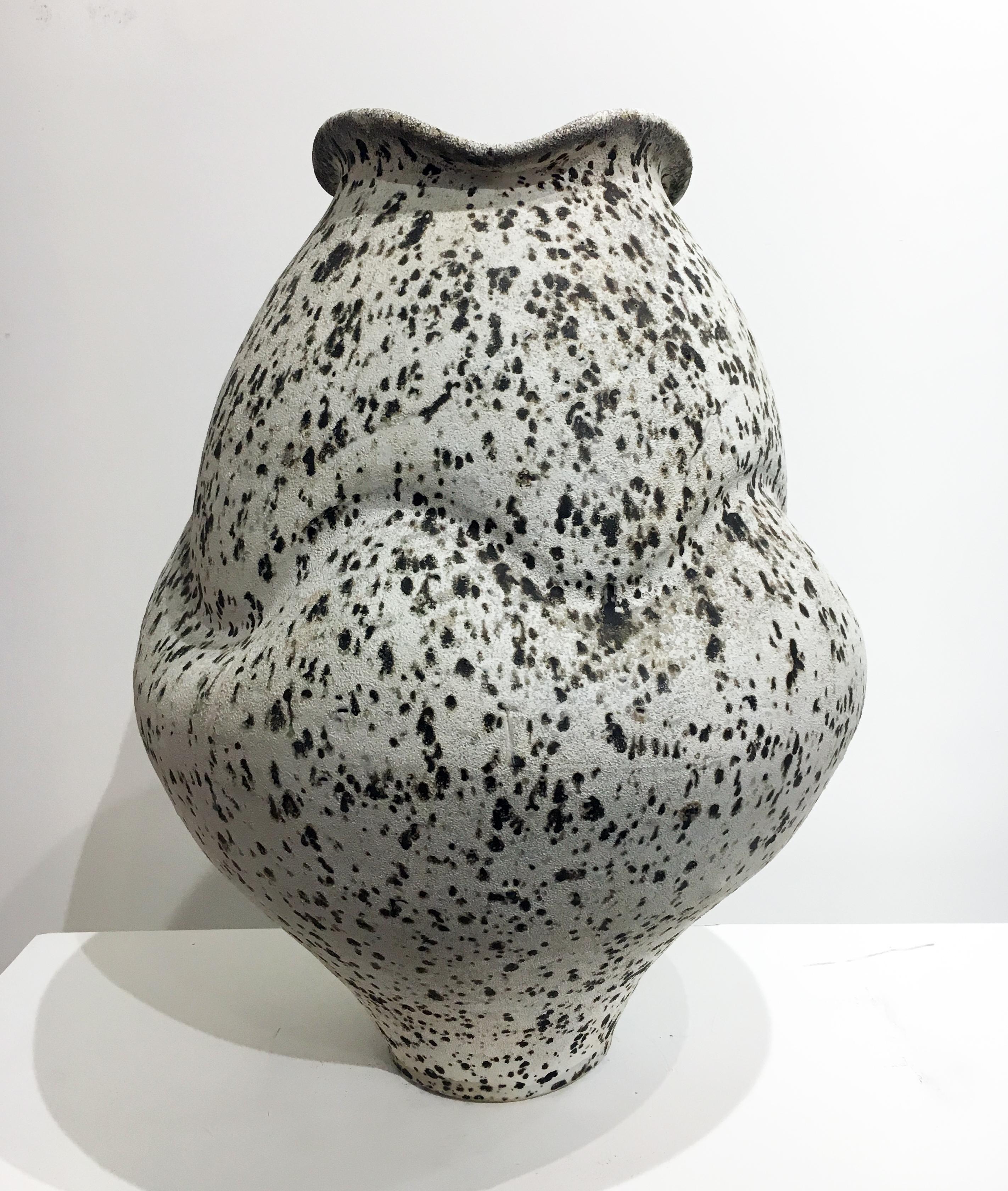 Contemporary Design, Ceramic Jar, Wood Fire Porcelain, Iron Particles, Glaze - Sculpture by Perry Haas