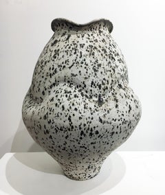 Contemporary Design, Ceramic Jar, Wood Fire Porcelain, Iron Particles, Glaze