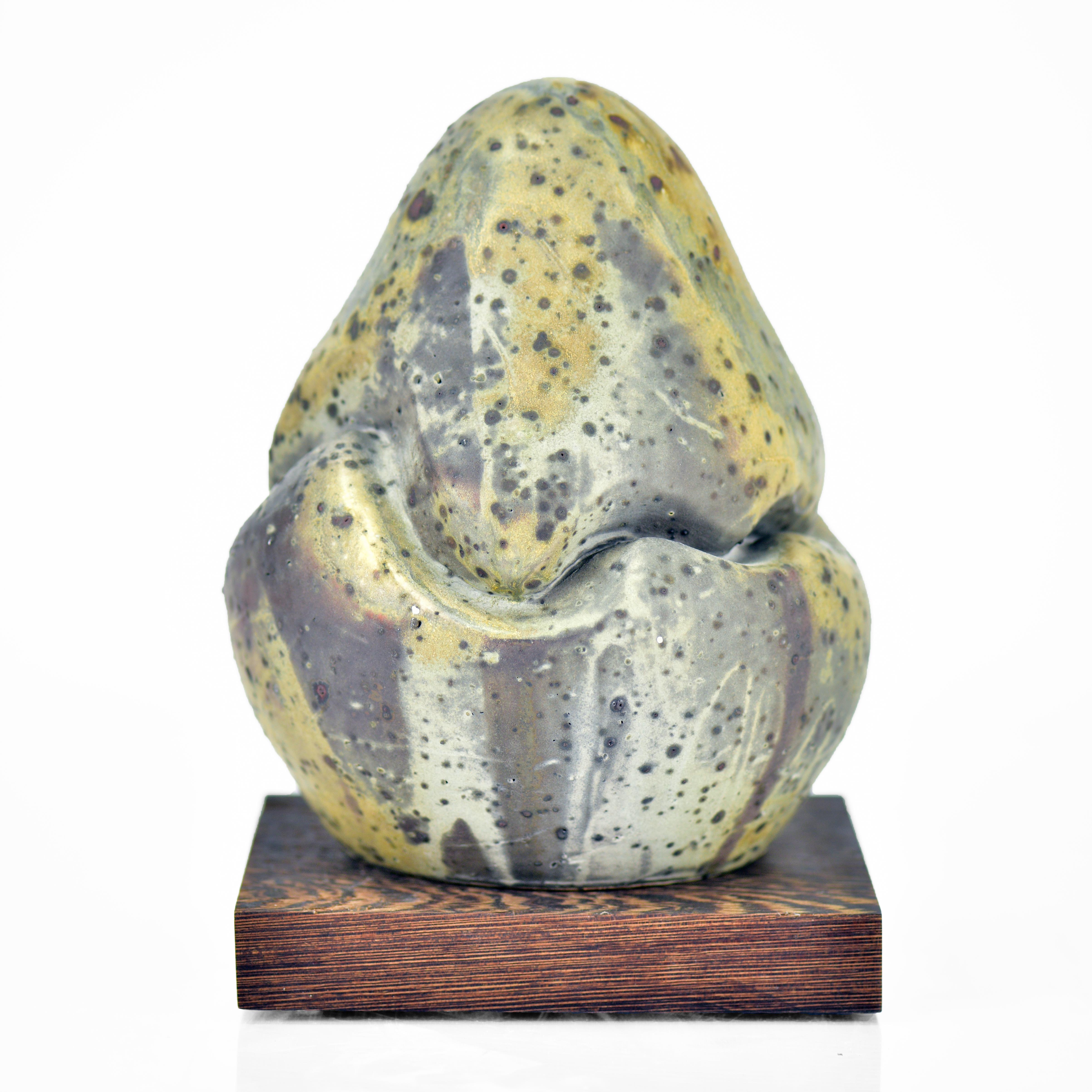 Perry Haas Abstract Sculpture - "Droplet 1918", Contemporary, Porcelain, Sculpture, Shino Glaze, Wood Fired
