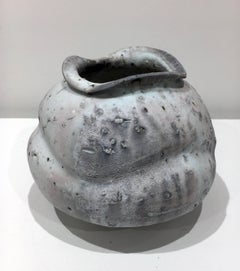 Shino Glazed Porcelain Jar with Iron Inclusions, Contemporary Design, Ceramic