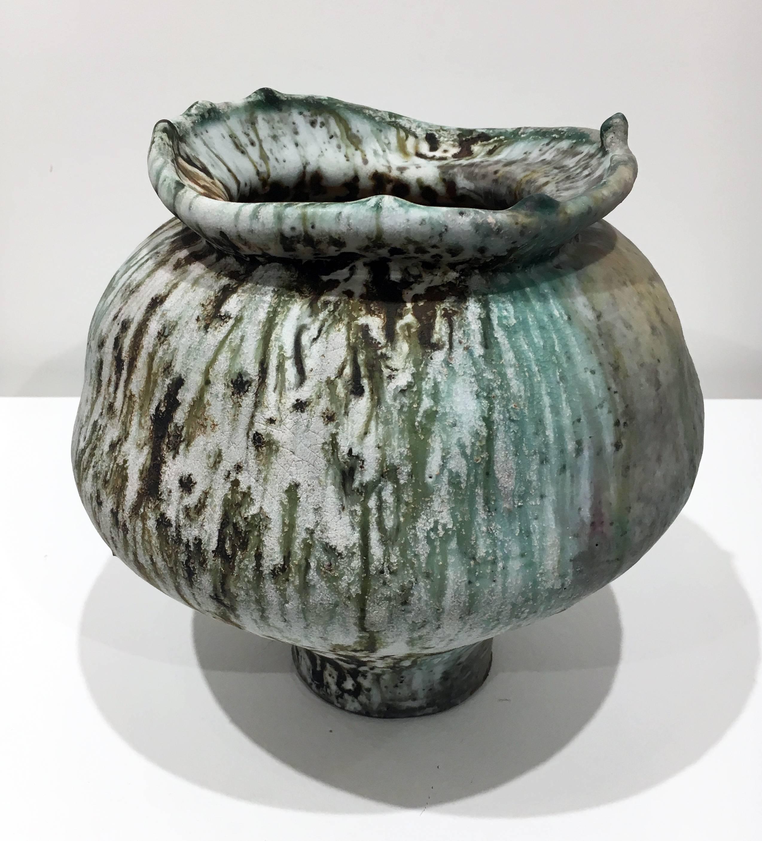 Moon Jar 04, Wood Fired Porcelain with Iron Inclusions - Art by Perry Haas
