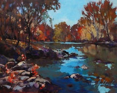 Reflections de Brawner Creek, peinture, acrylique sur panneau MDF