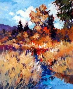 Malkreidekasten Herbst, Gemälde, Acryl auf Holzplatte