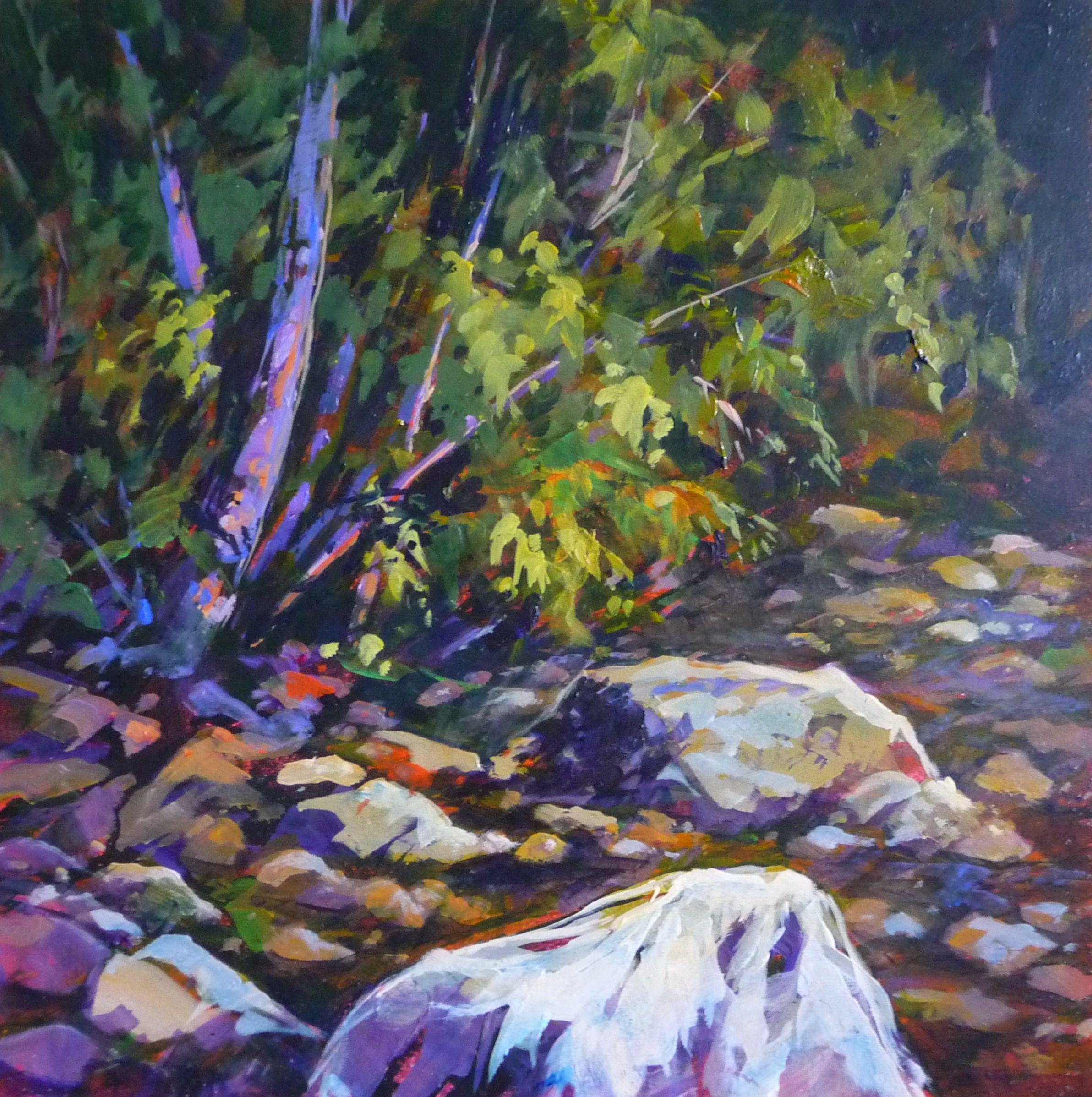 Landscape Painting de Perry Haddock - Estudio Gold Creek, Pintura, Acrílico sobre panel de madera