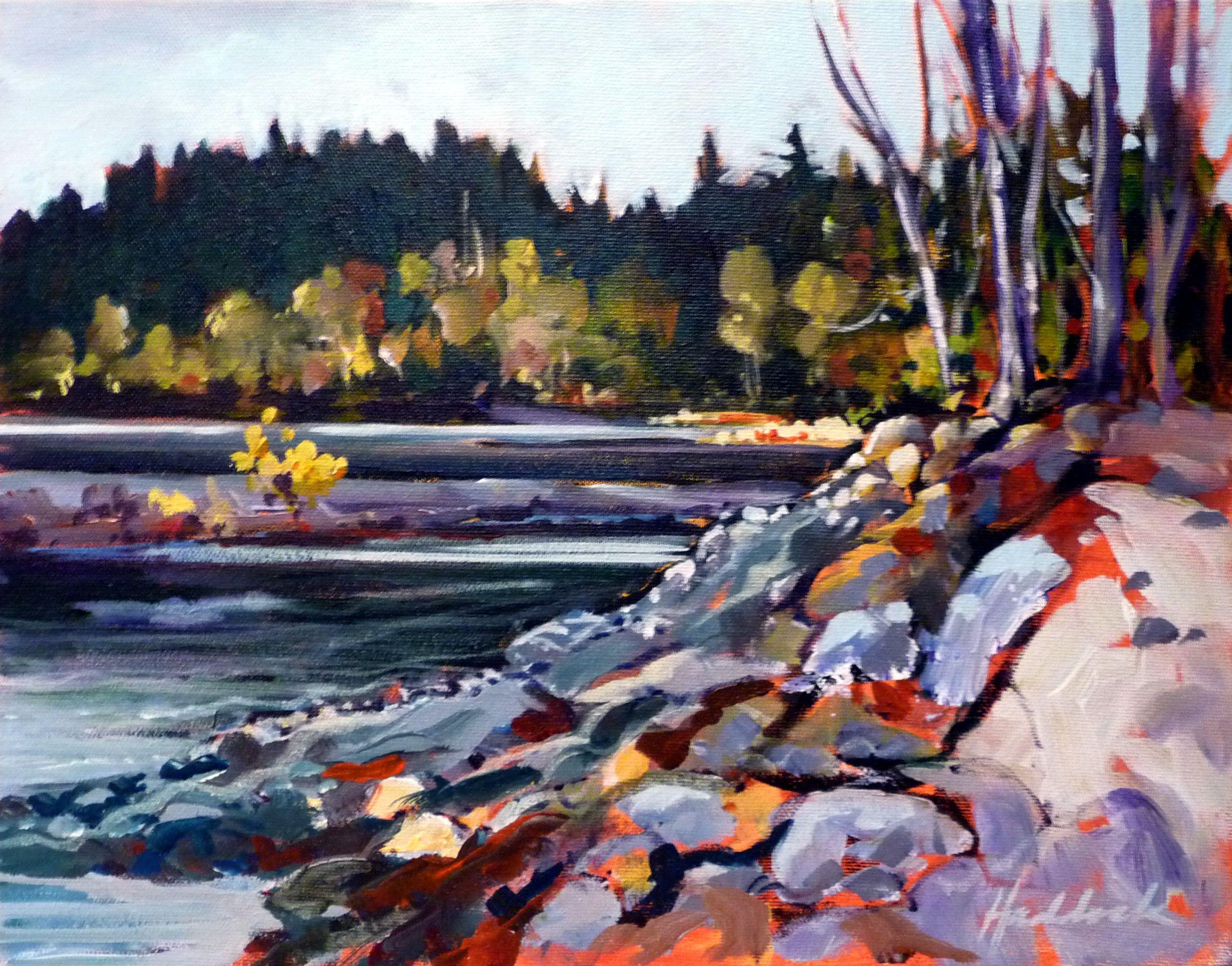 Peinture « La fin de l'automne à Ruskin », acrylique sur toile