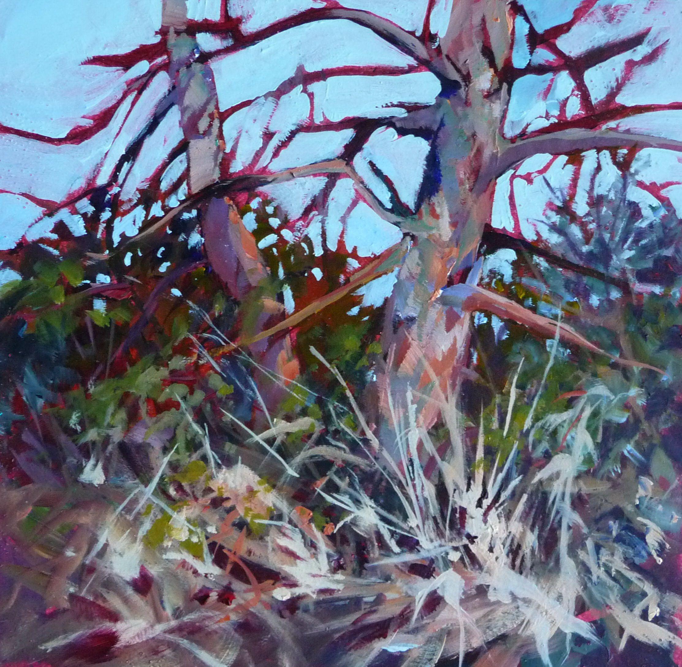 Landscape Painting de Perry Haddock - Supervivientes Serpentinos, Pintura, Acrílico sobre panel de madera