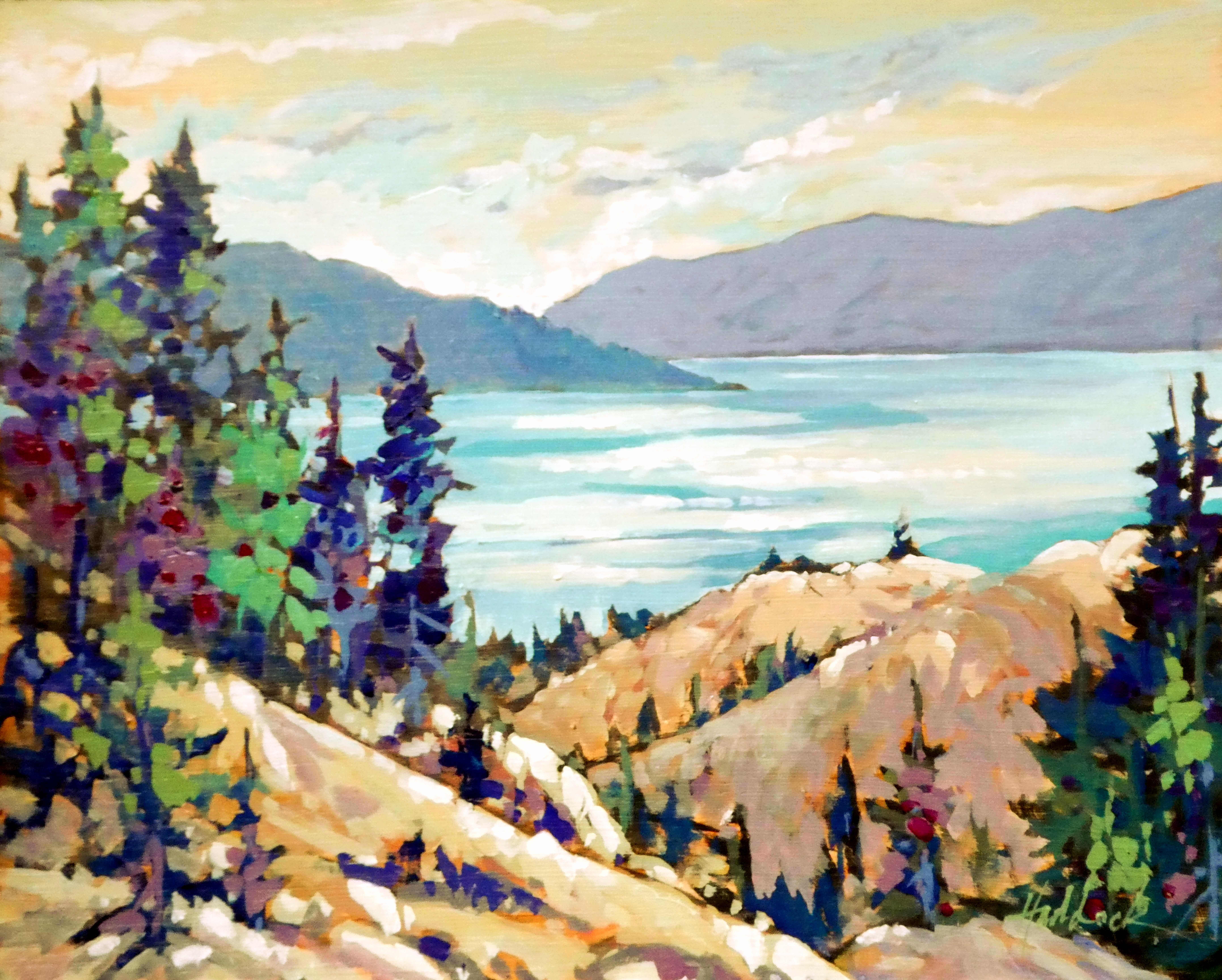 Top of the Trail, Gemälde, Acryl auf Holzplatte – Painting von Perry Haddock