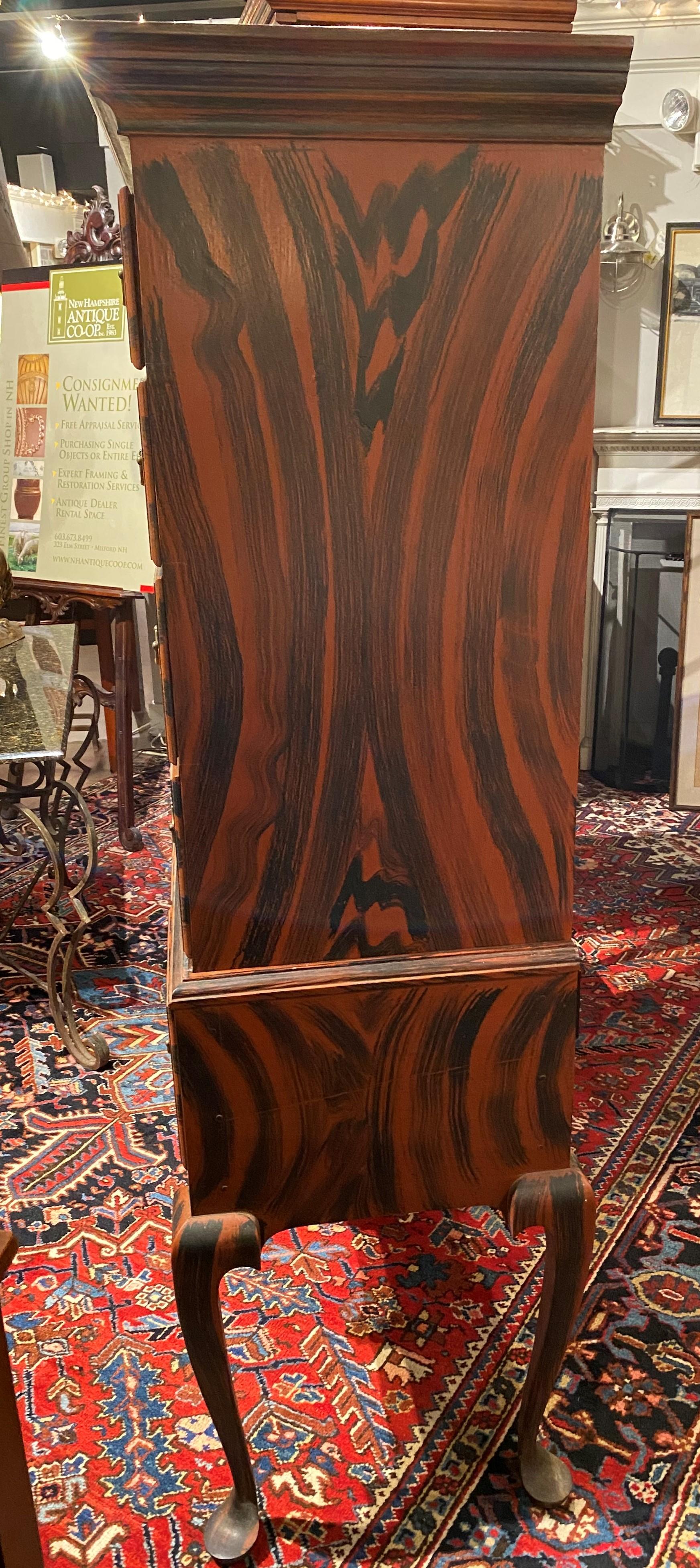 Queen Anne Perry Hopf Grain Painted, Maine High Chest or Highboy