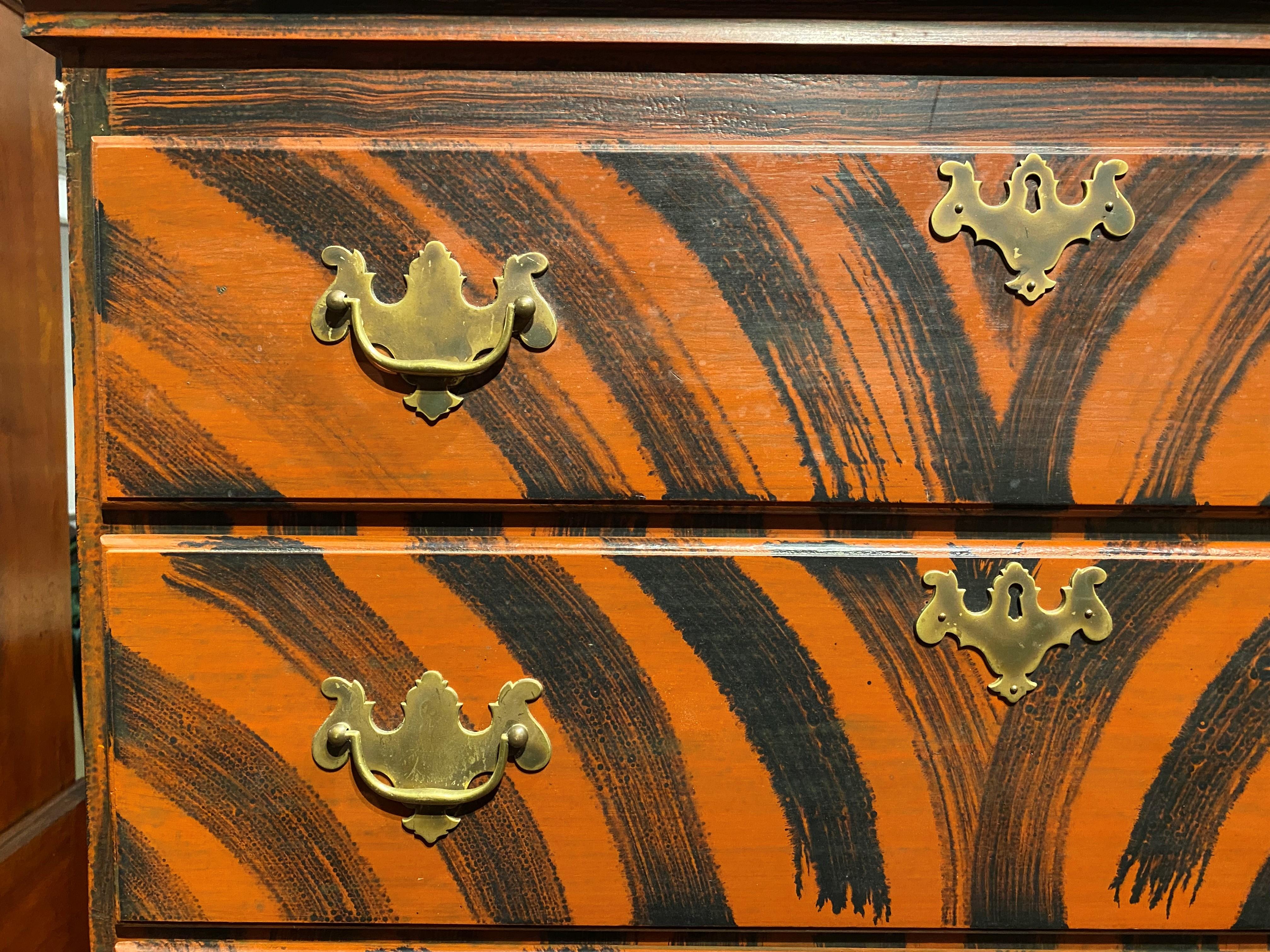 American Perry Hopf Grain Painted, Maine High Chest or Highboy