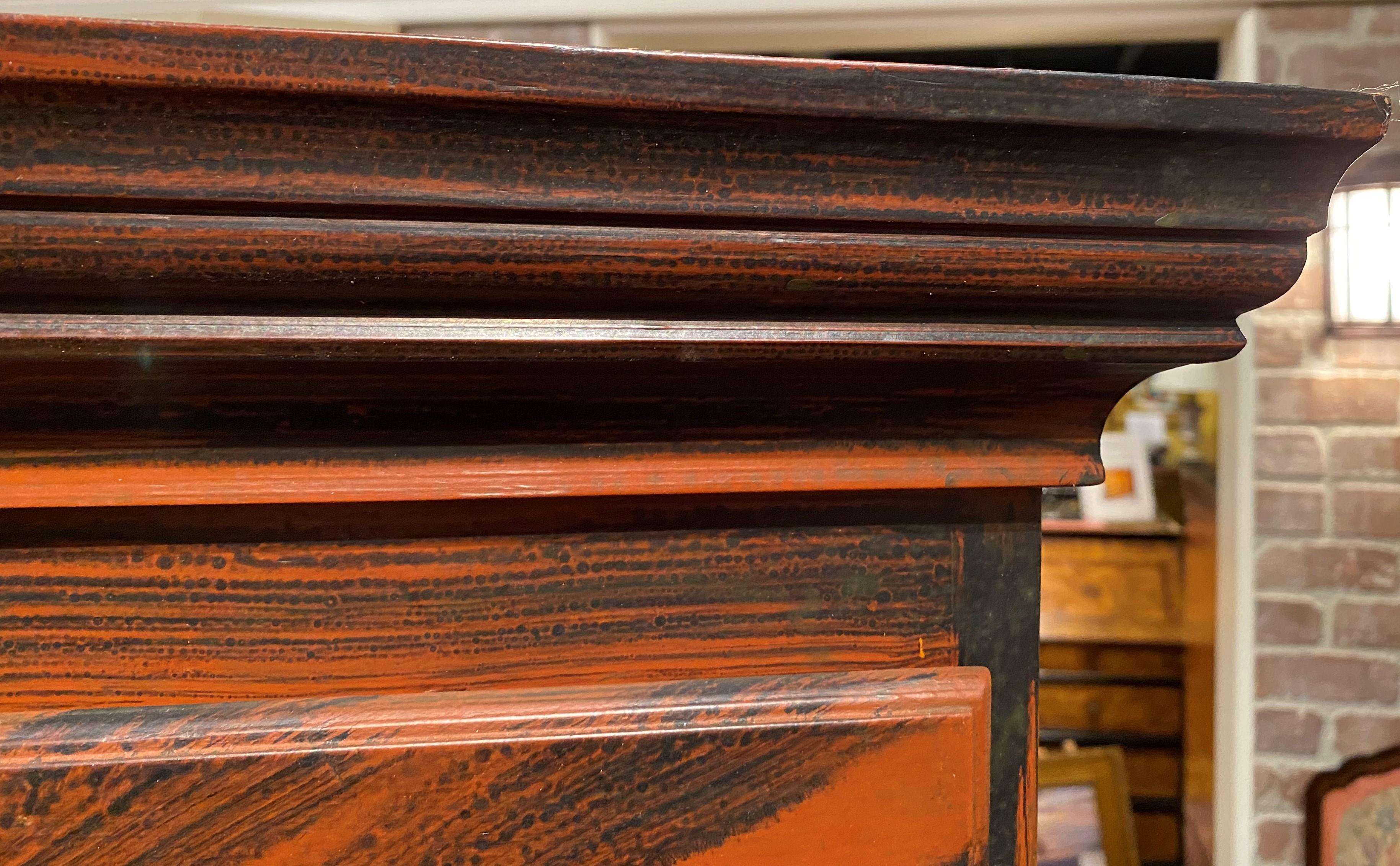 Brass Perry Hopf Grain Painted, Maine High Chest or Highboy