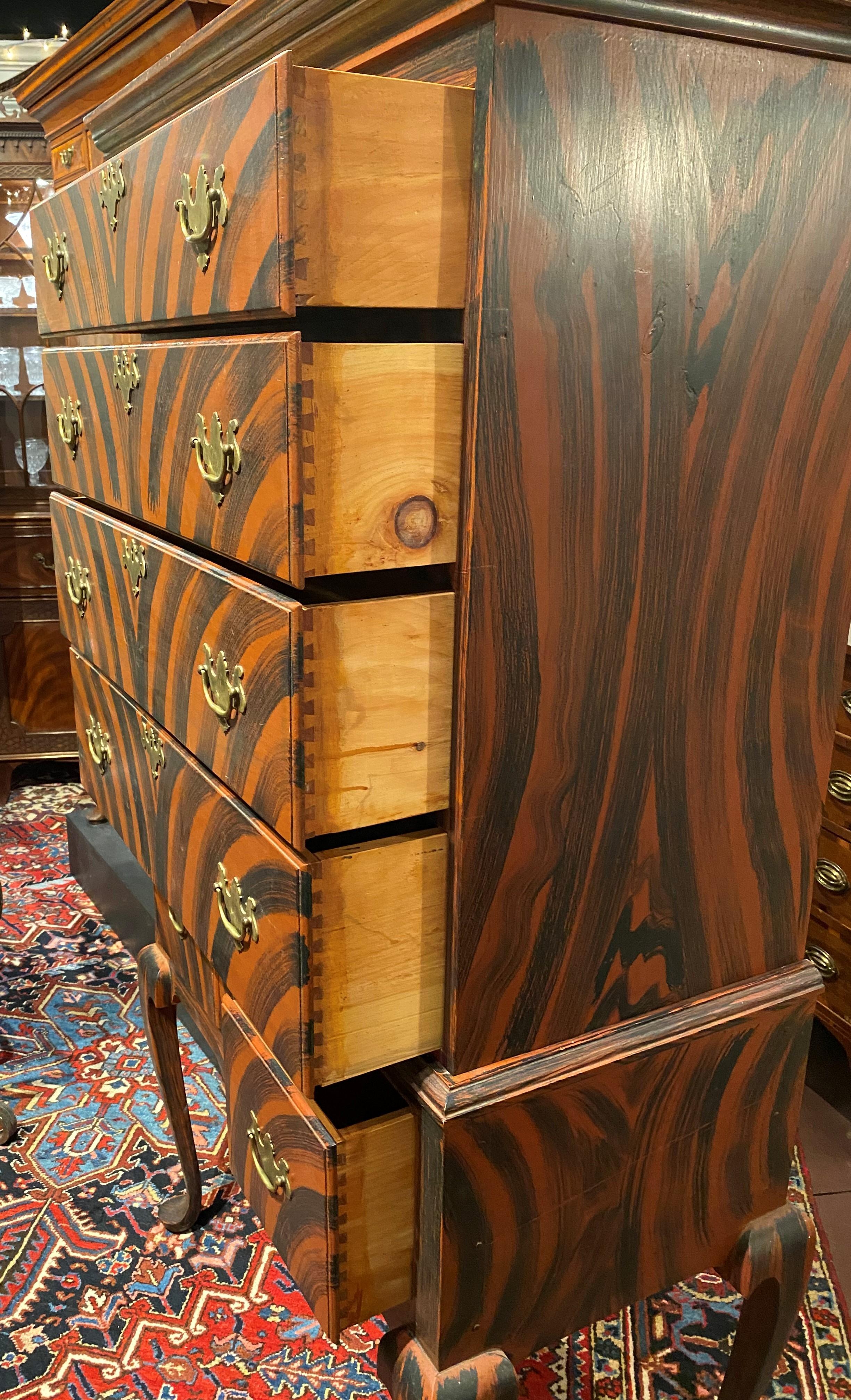 Perry Hopf Grain Painted, Maine High Chest or Highboy 1